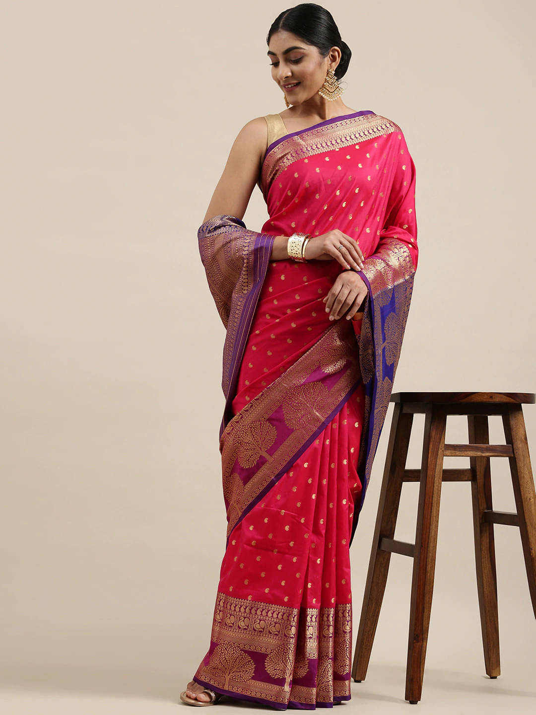 Rangtulika Ethnics Silk Woven Banarasi saree With Unstitched Blouse Piece ( Pink )     			Rangtulika Ethnics Silk Woven Banarasi saree With Unstitched Blouse Piece ( Pink )