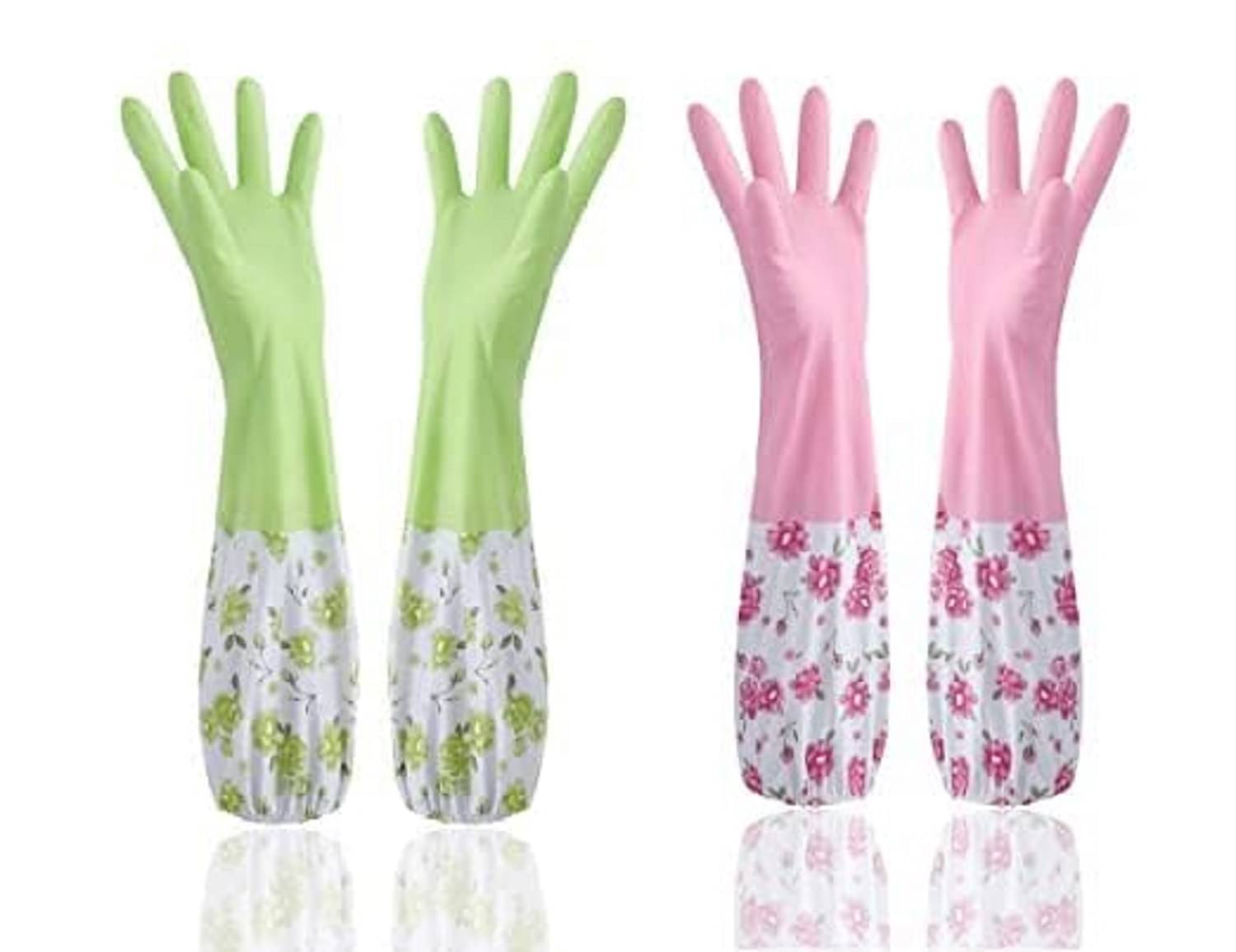     			Reusable Rubber Latex PVC Flock lined Long Sleeves elbow length Hand Gloves