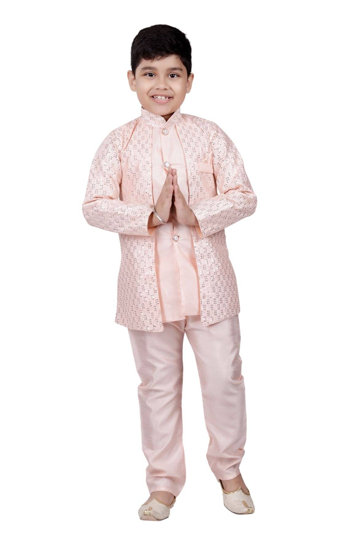     			s muktar garments Baby Boys Cotton Blend Pink Sherwani ( Pack of 1 )