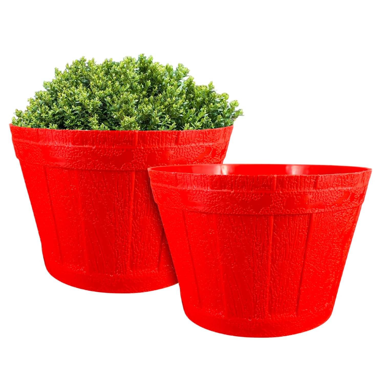 12 Inch (30.48 cm) Red Barrel Round Flower Pot Set of 2 Plastic Planter- Suitable Use for Home/Office/Balcony/Indoor and Outdoor Versatile 12 Inch (30.48 cm) Red Barrel Round Flower Pot Set of 2 Plastic Planter- Suitable Use for Home/Office/Balcony/Indoor and Outdoor Versatile