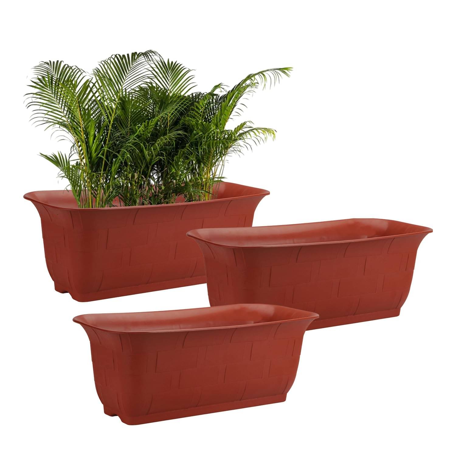16-Inch (40.64 cm) Window Flower Pot | Rectangular Shape, Set of 3, Brown Planter for Indoor & Outdoor | UV-Resistant Plastic Pots | Ideal for Flowers, Herbs, and Small Plants 16-Inch (40.64 cm) Window Flower Pot | Rectangular Shape, Set of 3, Brown Planter for Indoor & Outdoor | UV-Resistant Plastic Pots | Ideal for Flowers, Herbs, and Small Plants