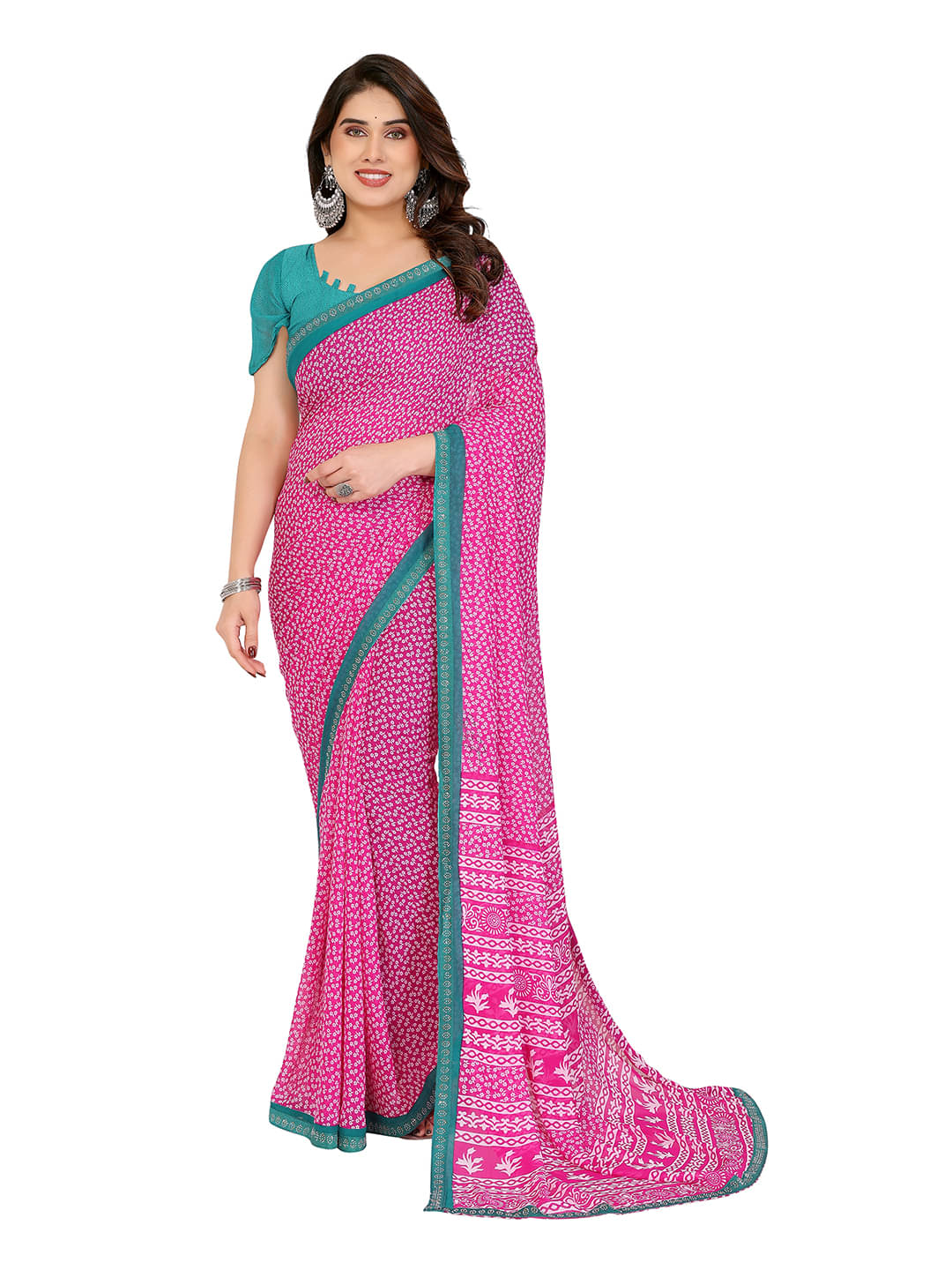 ANAND SAREES Georgette Printed Ilkal Saree With Unstitched Blouse Piece ( Pink ) ANAND SAREES Georgette Printed Ilkal Saree With Unstitched Blouse Piece ( Pink )