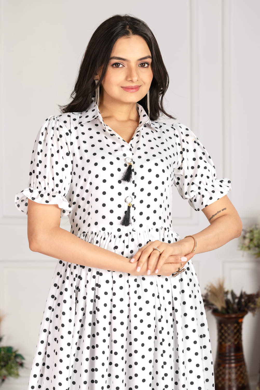 Ayesha Fashion Women Crepe Printed Fit & Flare Dress ( White ) Ayesha Fashion Women Crepe Printed Fit & Flare Dress ( White )