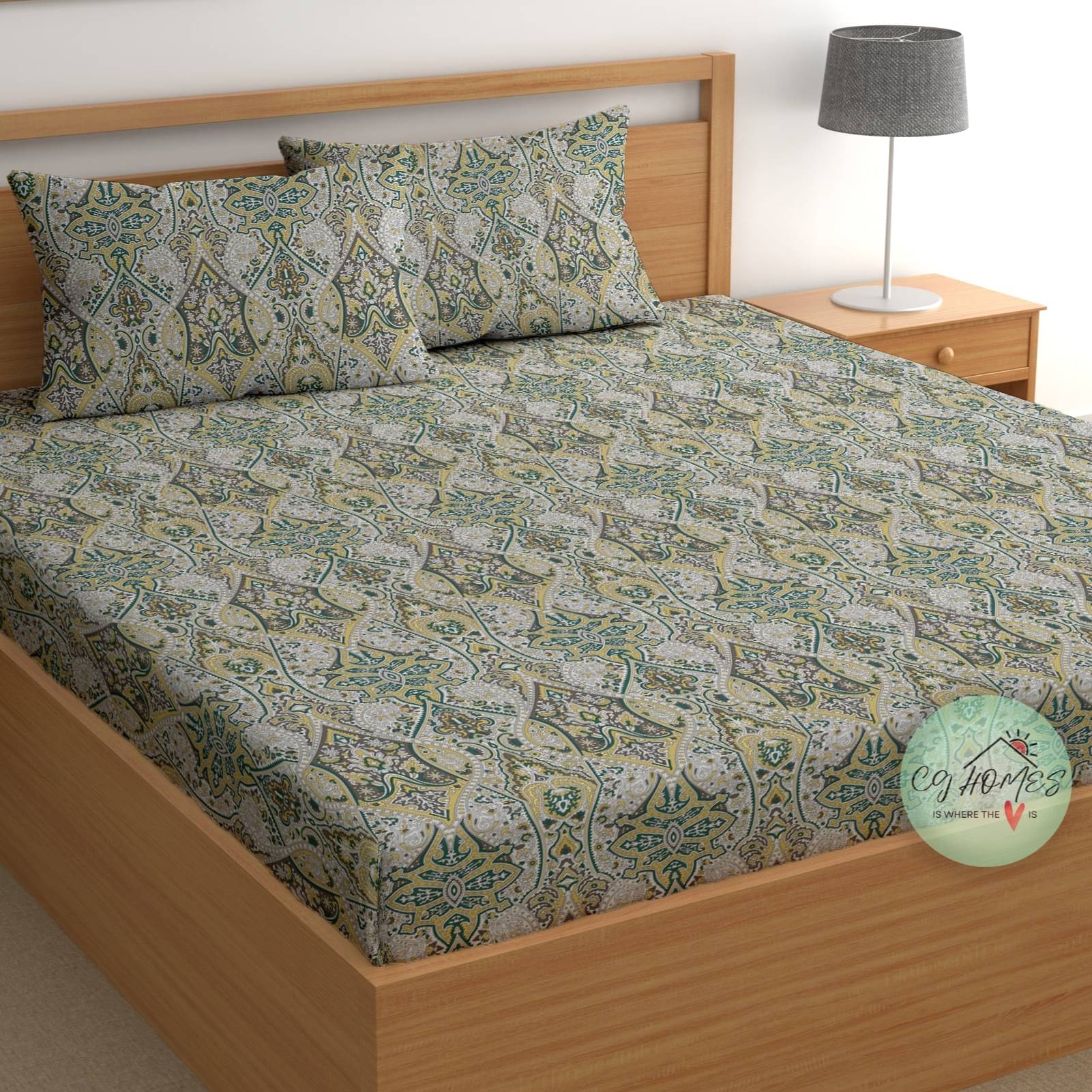     			CG HOMES Cotton 1 Double Bedsheet with 2 Pillow Covers ( Grey )