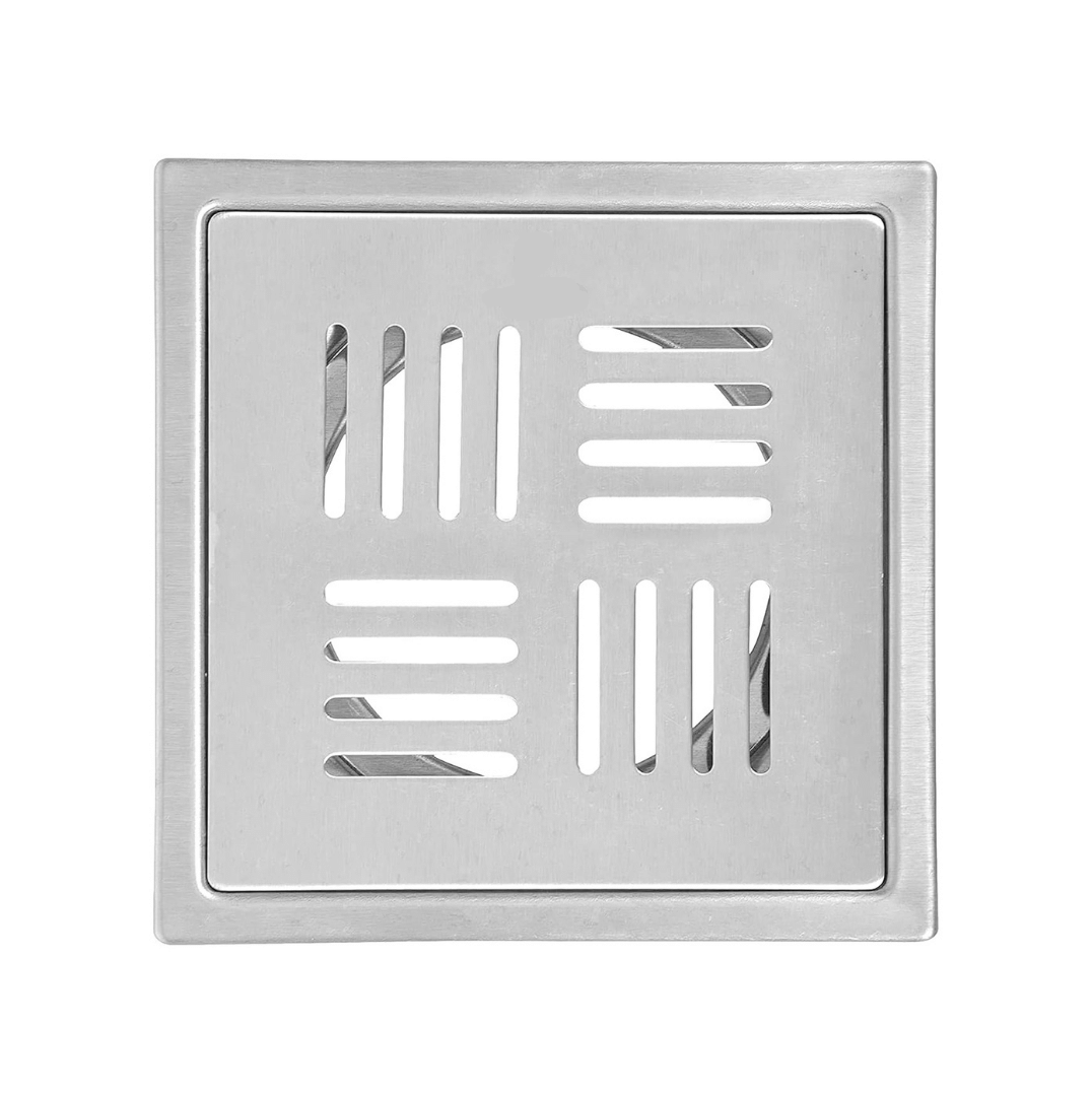     			COSSIMO Stainless Steel 5"x5" Fleek Square Plain Water Drain Floor Jali for Bathroom & Kitchen (Pack of 1)