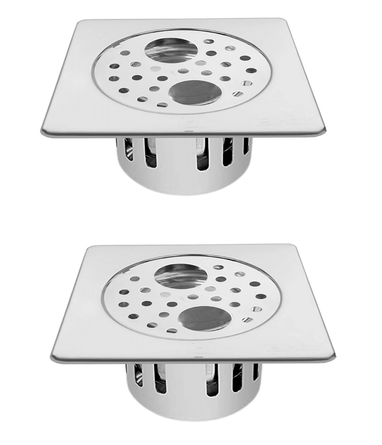 COSSIMO Stainless Steel 5"x5" Holly Square Double Hole with Anti Cockroach Water Drain Lock Jali for Bathroom & Kitchen (Pack of 2) COSSIMO Stainless Steel 5"x5" Holly Square Double Hole with Anti Cockroach Water Drain Lock Jali for Bathroom & Kitchen (Pack of 2)