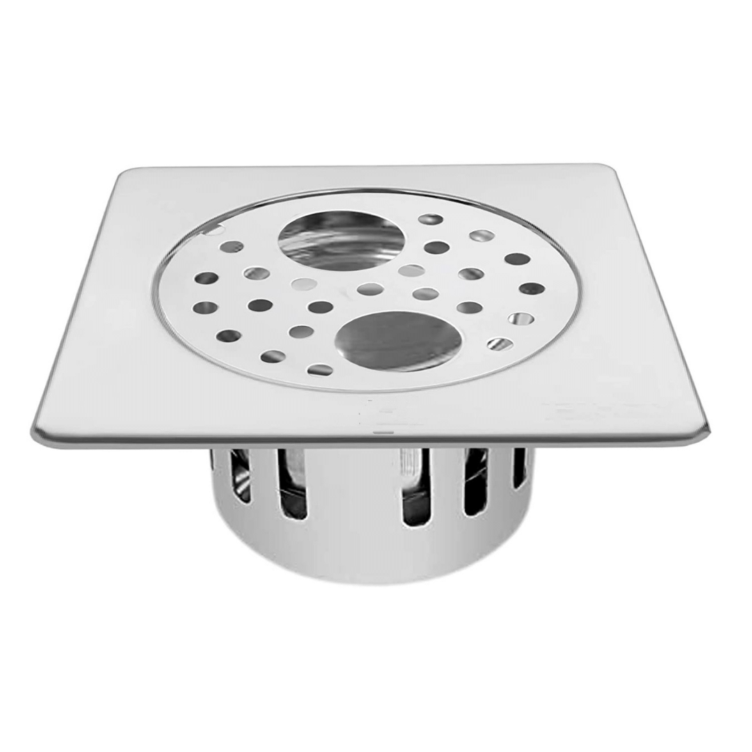 COSSIMO Stainless Steel 5"x5" Holly Square Double Hole with Anti Cockroach Water Drain Lock Jali for Bathroom & Kitchen (Pack of 1) COSSIMO Stainless Steel 5"x5" Holly Square Double Hole with Anti Cockroach Water Drain Lock Jali for Bathroom & Kitchen (Pack of 1)