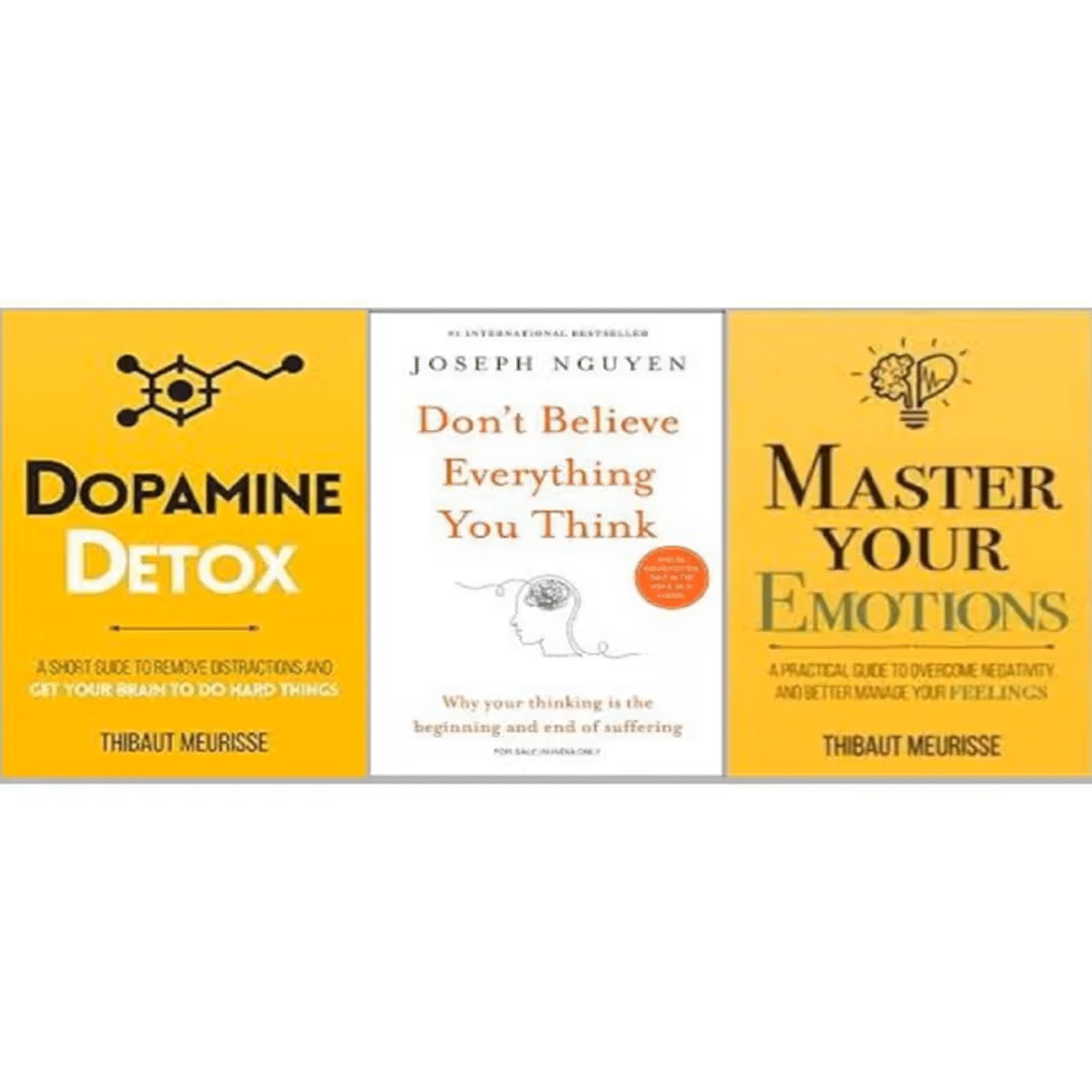     			( Combo of 3 books ) Dpamine Detox + Don't Believe Everything You Think + Master Your Emotions - paperback