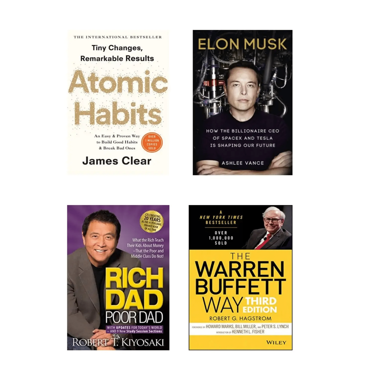     			( Combo of 4 Books ) Atomic habit & Elon Musk: Inventing the Future & Rich Dad Poor Dad & THE WARREN BUFFETT WAY( Paperback )