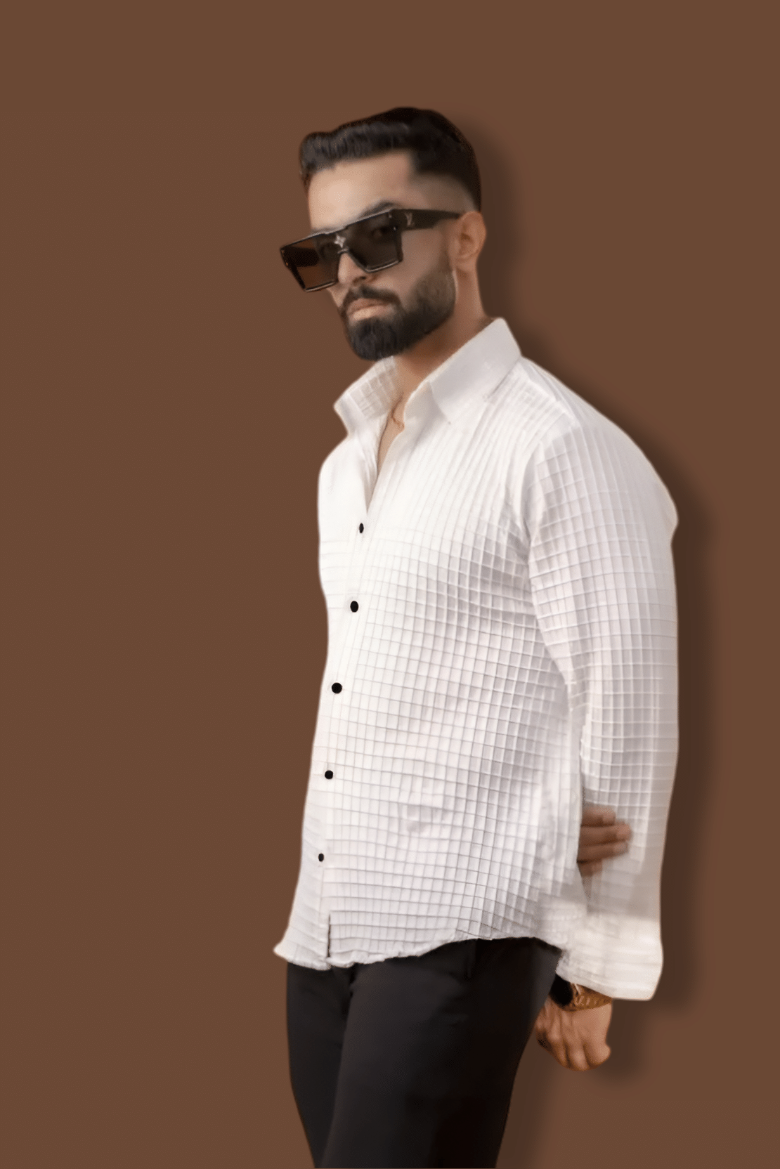 DEARISE Polyester Regular Fit Checks Full Sleeves Men's Casual Shirt - White ( Pack of 1 ) DEARISE Polyester Regular Fit Checks Full Sleeves Men's Casual Shirt - White ( Pack of 1 )