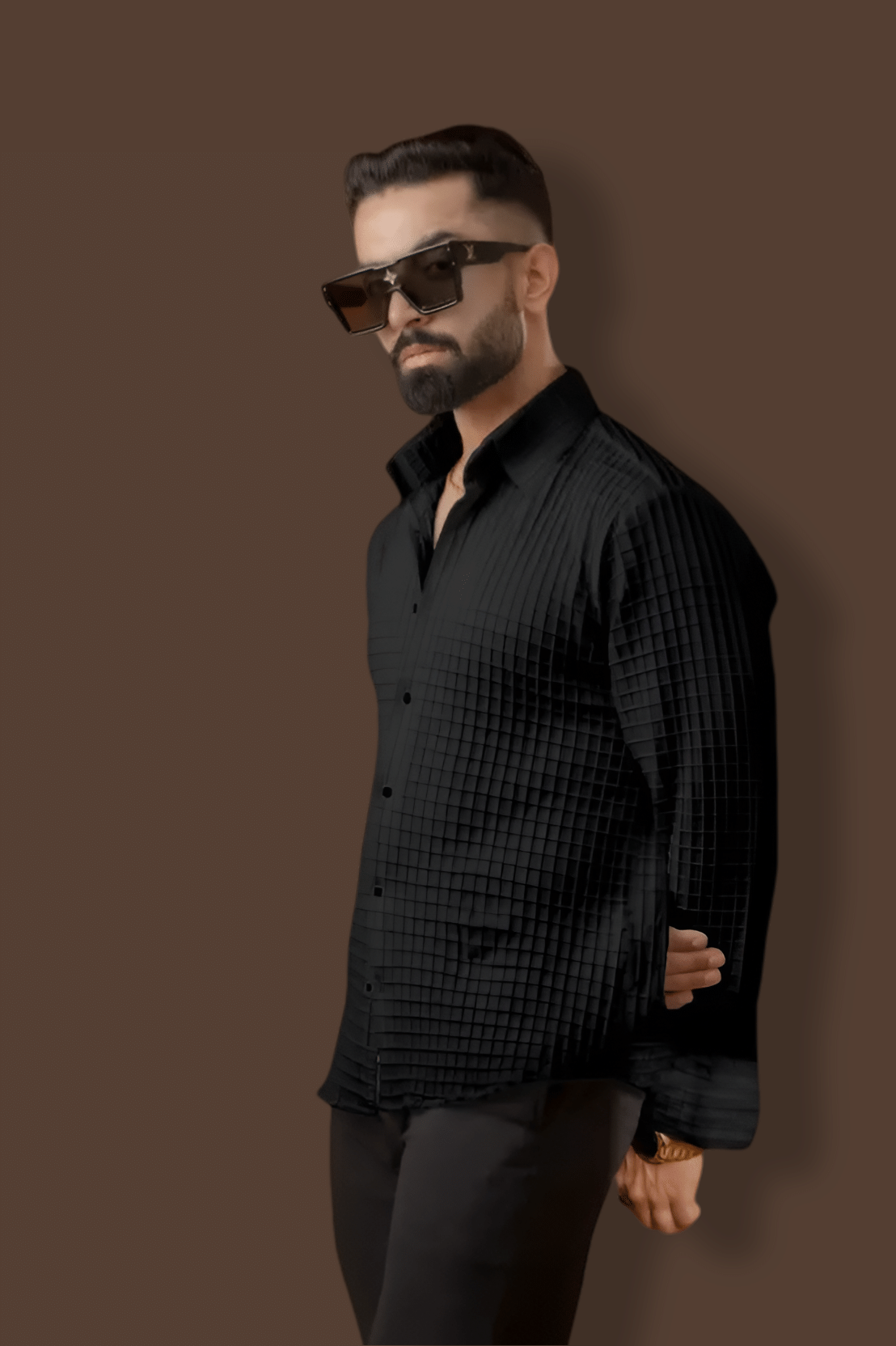 DEARISE Polyester Regular Fit Checks Full Sleeves Men's Casual Shirt - Black ( Pack of 1 ) DEARISE Polyester Regular Fit Checks Full Sleeves Men's Casual Shirt - Black ( Pack of 1 )