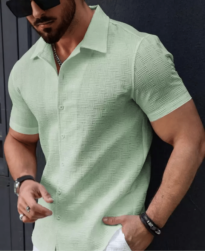 DEARISE Polyester Regular Fit Self Design Half Sleeves Men's Casual Shirt - Light Green ( Pack of 1 ) DEARISE Polyester Regular Fit Self Design Half Sleeves Men's Casual Shirt - Light Green ( Pack of 1 )