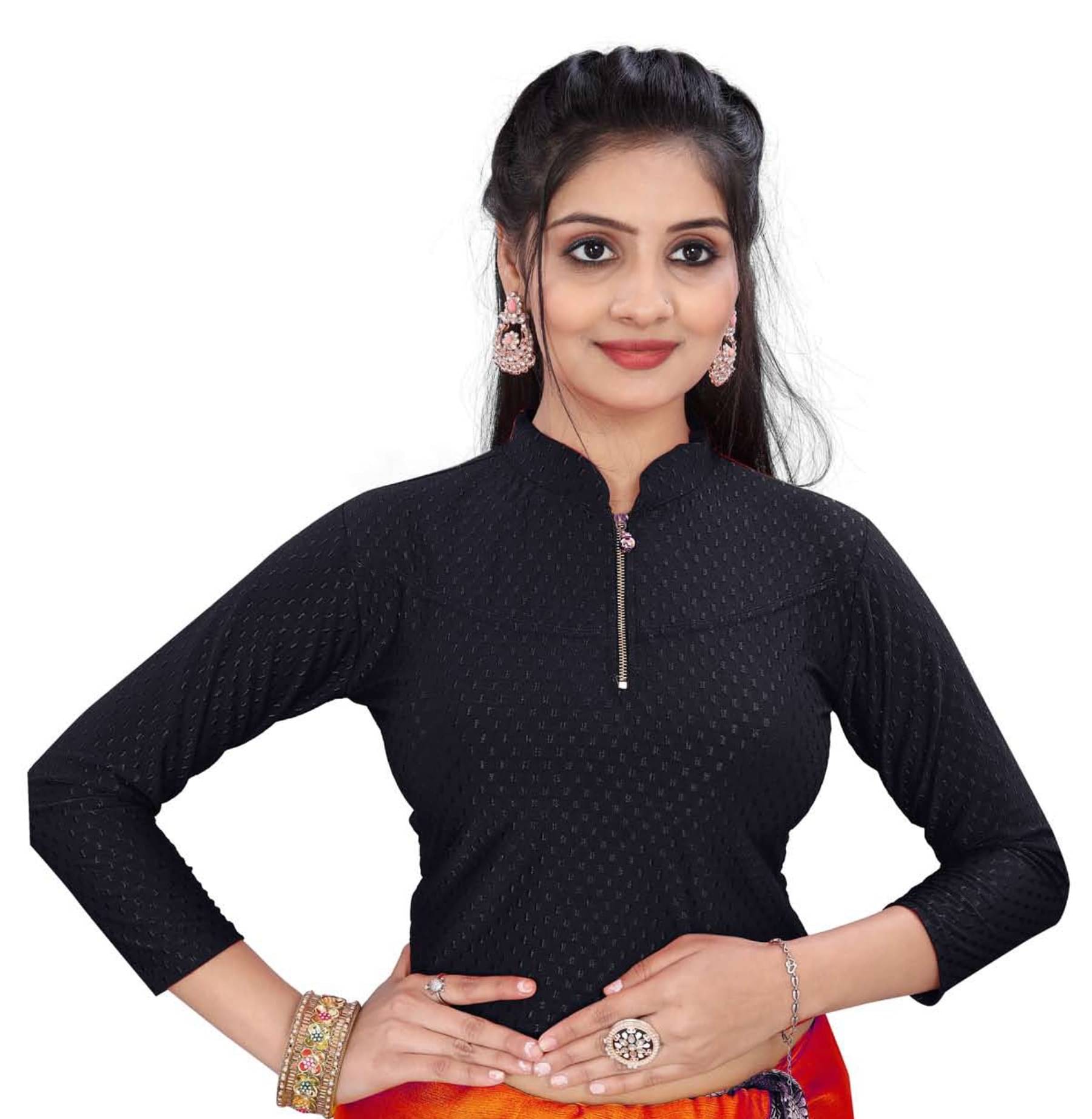 DELTIN HUB Black Readymade without Pad Cotton Blend Women's Blouse ( Pack of 1 ) DELTIN HUB Black Readymade without Pad Cotton Blend Women's Blouse ( Pack of 1 )