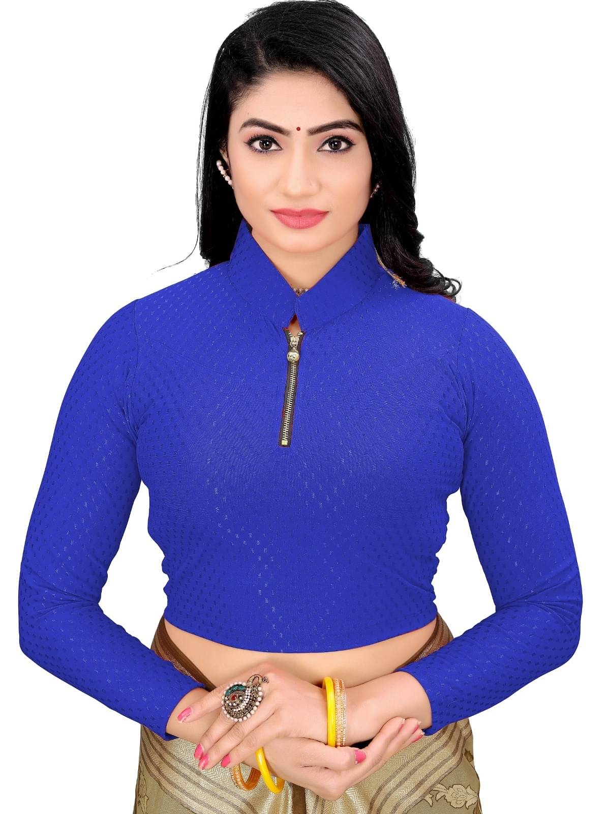 DELTIN HUB Blue Readymade without Pad Cotton Blend Women's Blouse ( Pack of 1 ) DELTIN HUB Blue Readymade without Pad Cotton Blend Women's Blouse ( Pack of 1 )