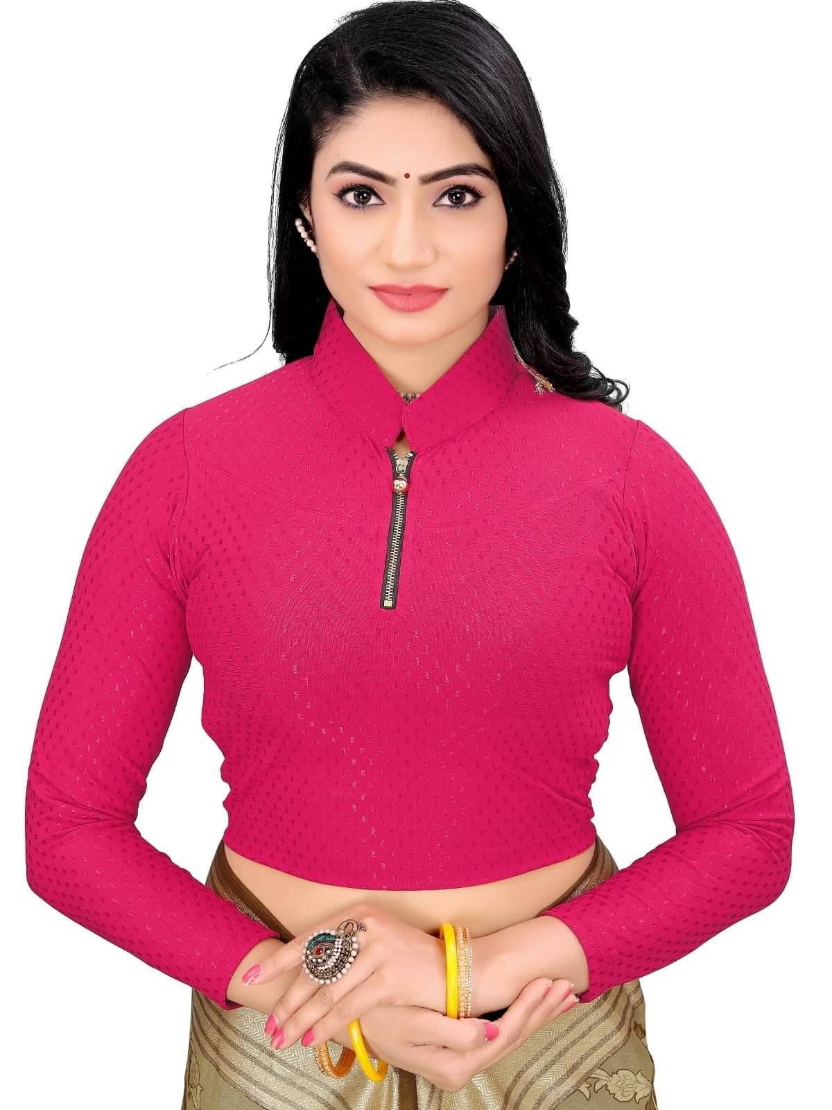     			DELTIN HUB Multicolor Readymade without Pad Cotton Blend Women's Blouse ( Pack of 1 )