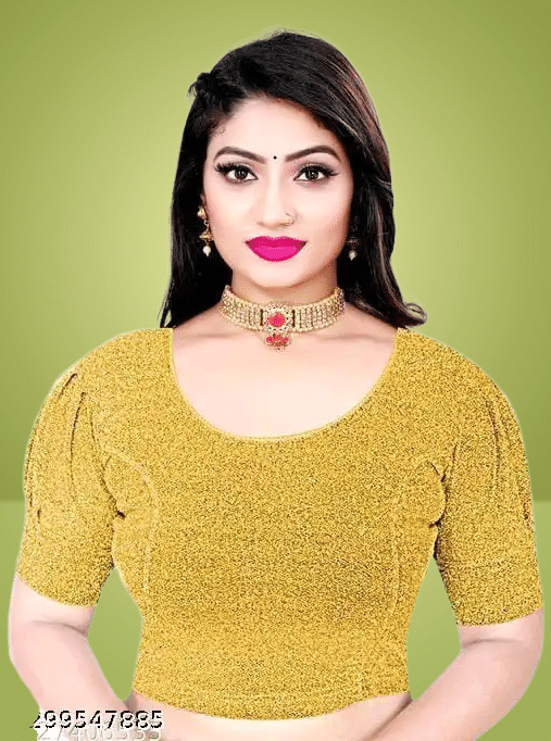     			DELTIN HUB Mustard Readymade without Pad Jacquard Women's Blouse ( Pack of 1 )