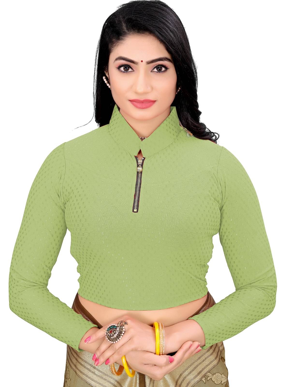 DELTIN HUB Olive Readymade without Pad Cotton Blend Women's Blouse ( Pack of 1 ) DELTIN HUB Olive Readymade without Pad Cotton Blend Women's Blouse ( Pack of 1 )