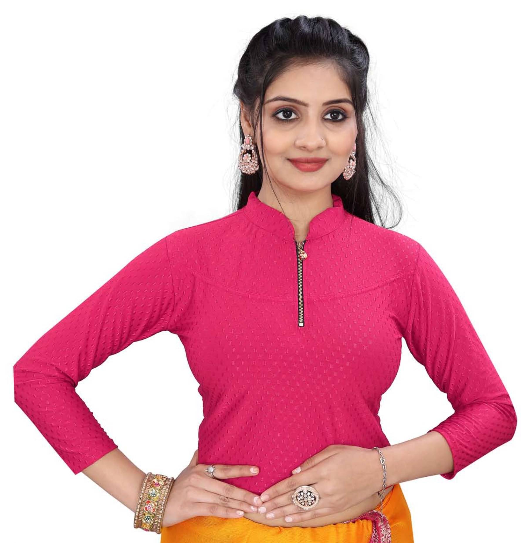 DELTIN HUB Pink Readymade without Pad Cotton Blend Women's Blouse ( Pack of 1 ) DELTIN HUB Pink Readymade without Pad Cotton Blend Women's Blouse ( Pack of 1 )