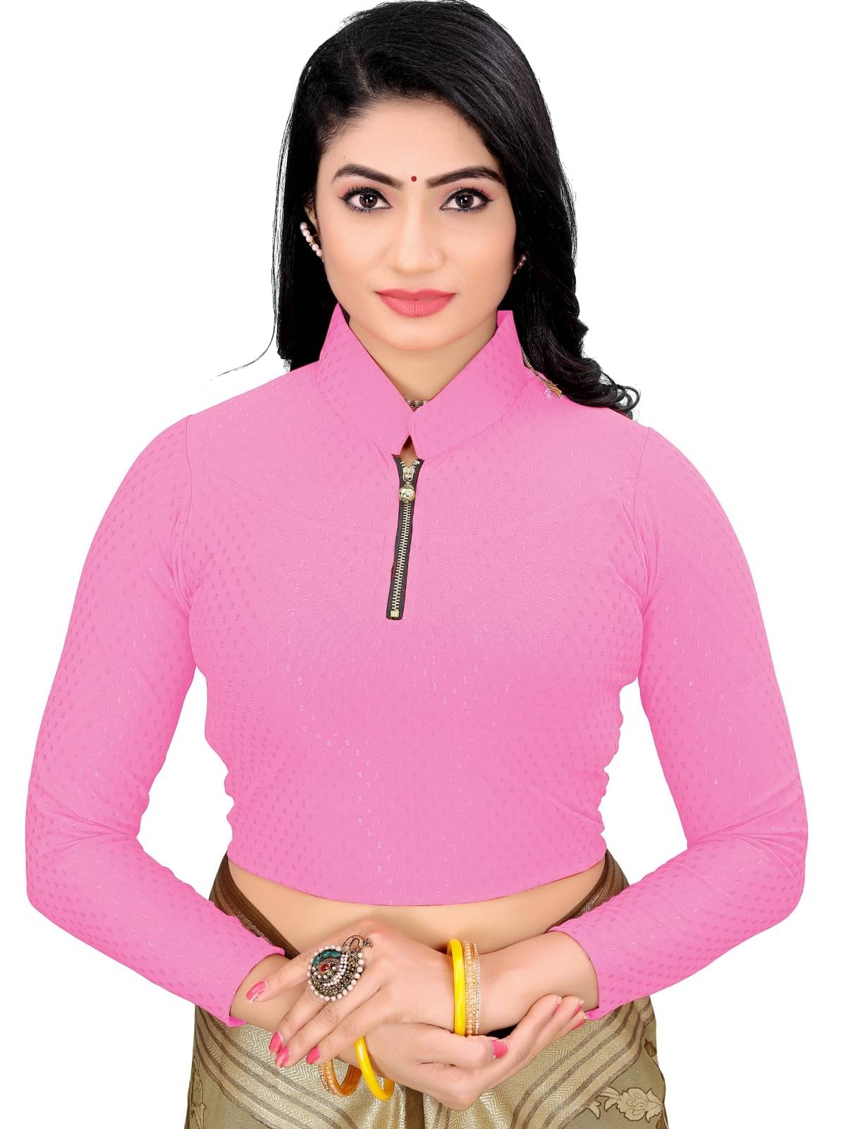 DELTIN HUB Pink Readymade without Pad Cotton Blend Women's Blouse ( Pack of 1 ) DELTIN HUB Pink Readymade without Pad Cotton Blend Women's Blouse ( Pack of 1 )