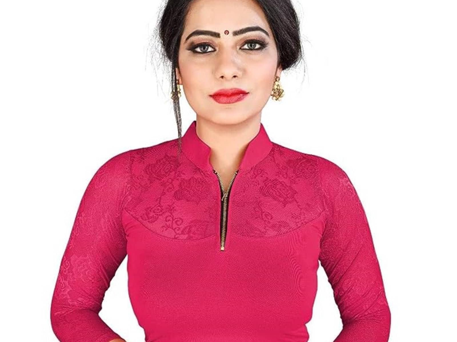 DELTIN HUB Pink Readymade without Pad Cotton Blend Women's Blouse ( Pack of 1 ) DELTIN HUB Pink Readymade without Pad Cotton Blend Women's Blouse ( Pack of 1 )