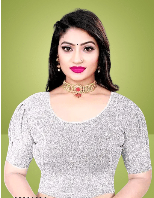 DELTIN HUB Silver Readymade without Pad Jacquard Women's Blouse ( Pack of 1 ) DELTIN HUB Silver Readymade without Pad Jacquard Women's Blouse ( Pack of 1 )