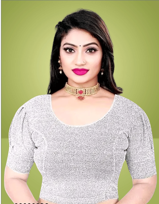 DELTIN HUB Silver Readymade without Pad Jacquard Women's Blouse ( Pack of 1 )