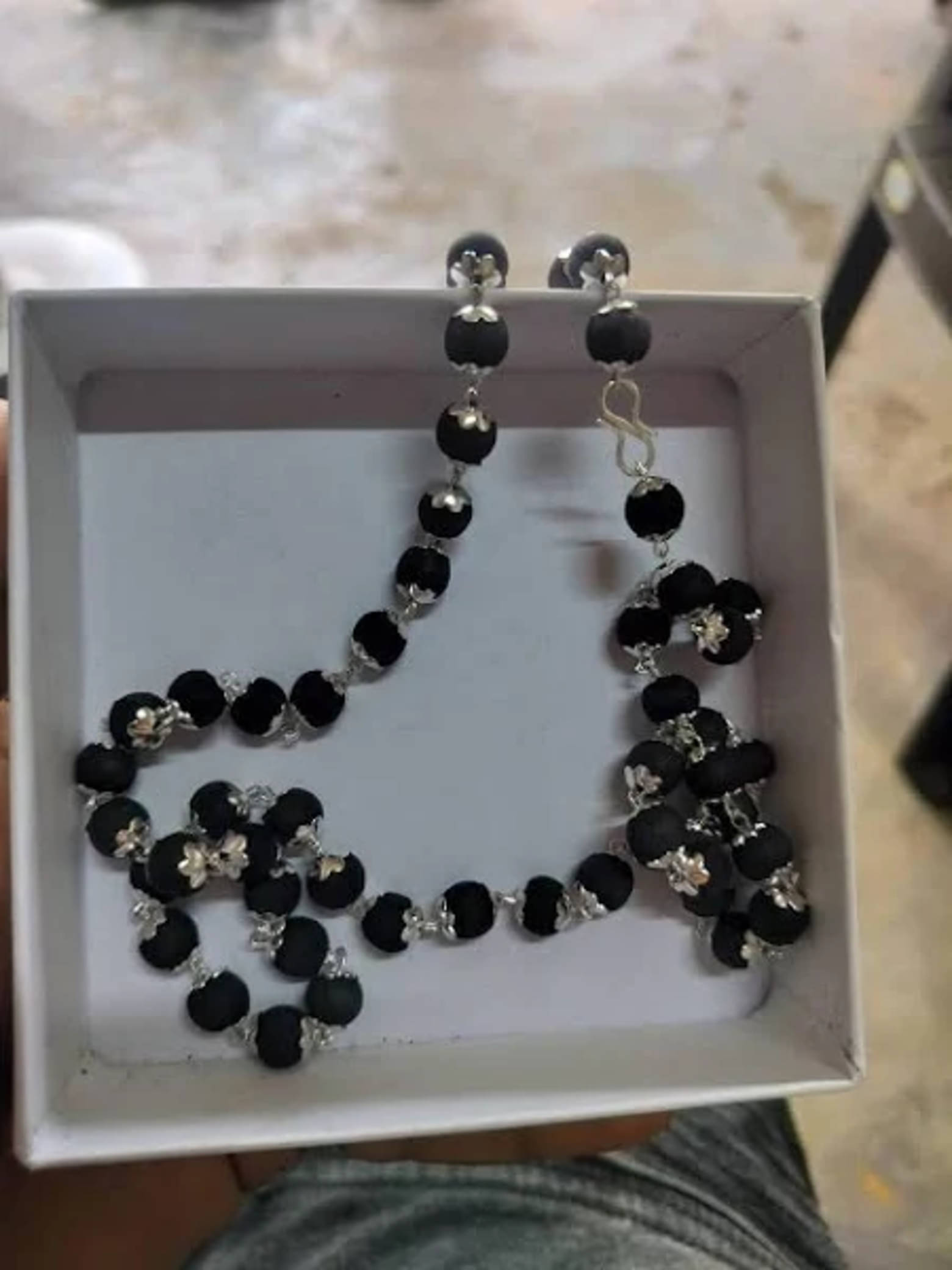     			DvR ClicK Kali Silver Plated Karungali Mala ( Pack of 1 )