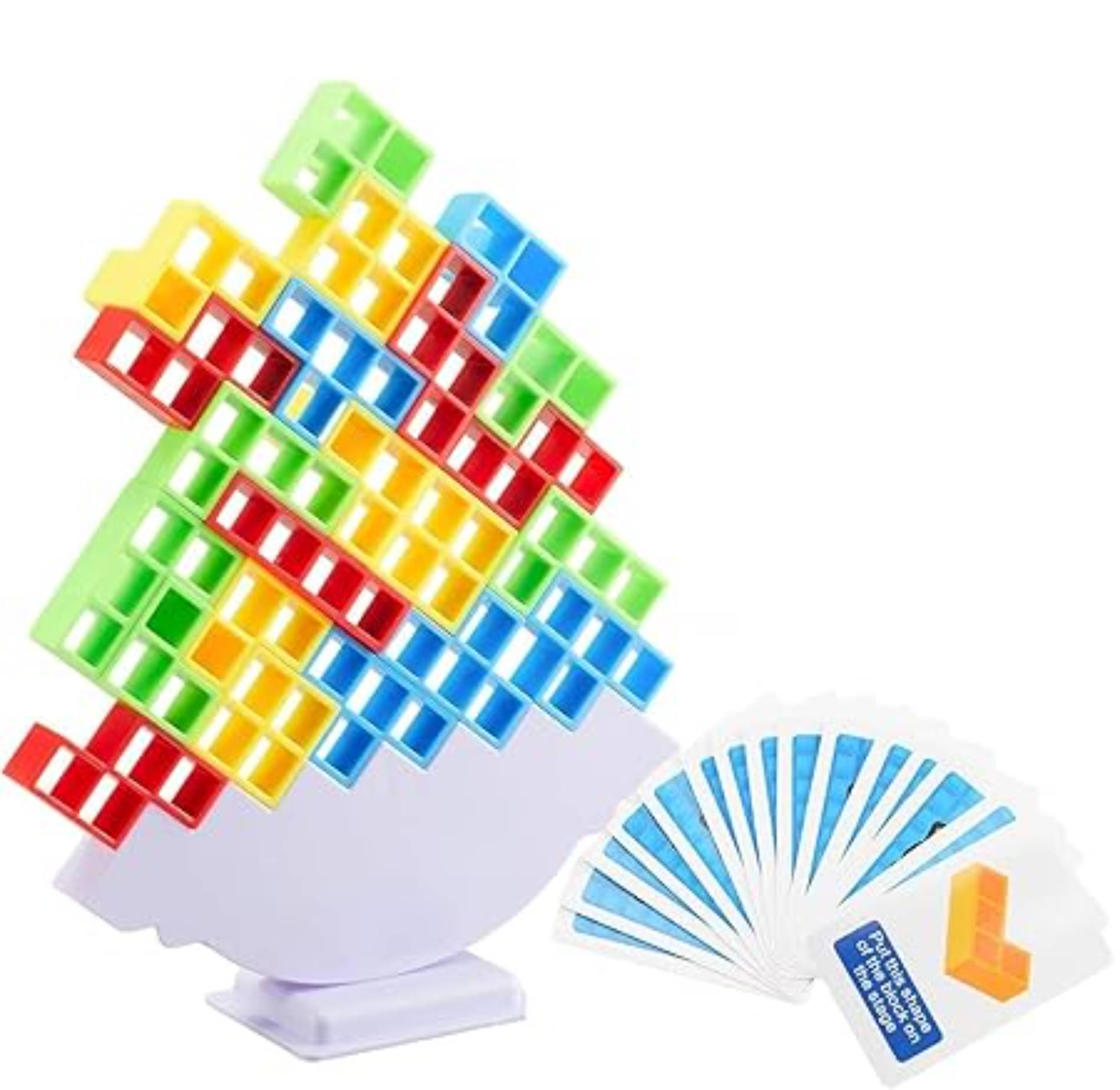     			Esnapy 32 Pcs The Original Tetra Tower Stacking Blocks Balance Game, Family Board Games for Kids & Adults-Balancing Stacking Toys Building Blocks for Parties, Travel Multi-Colored