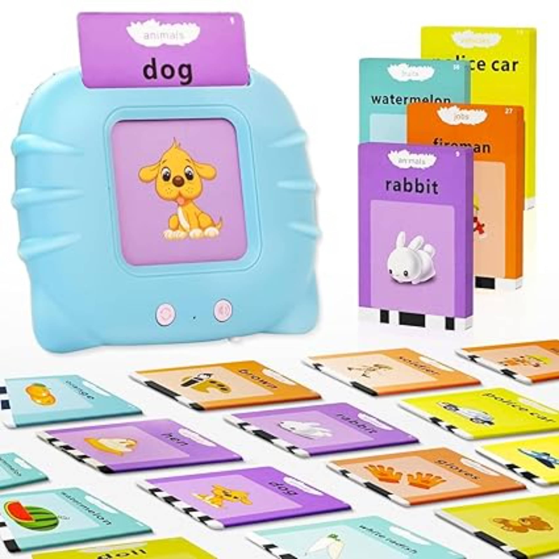    			Esnapy Talking Flash Card Learning Device for Kids Interactive Educational Toy with 224 Words Double-Sided Cards, Sound & Pronunciation Rechargeable for Early Learning for Boys and Girls