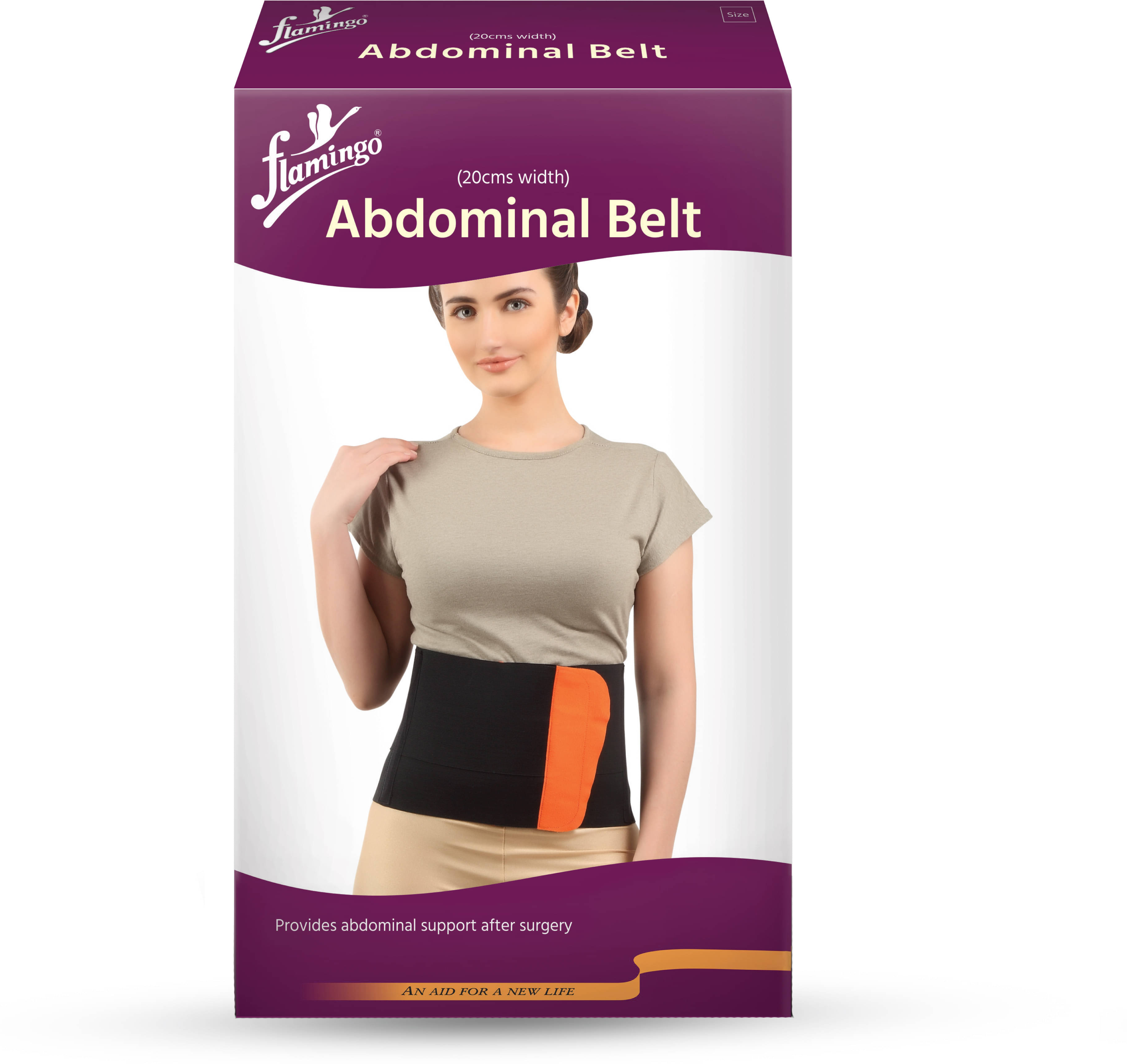     			Flamingo Abdominal Support Belt for Tummy Reduction, Beige - L