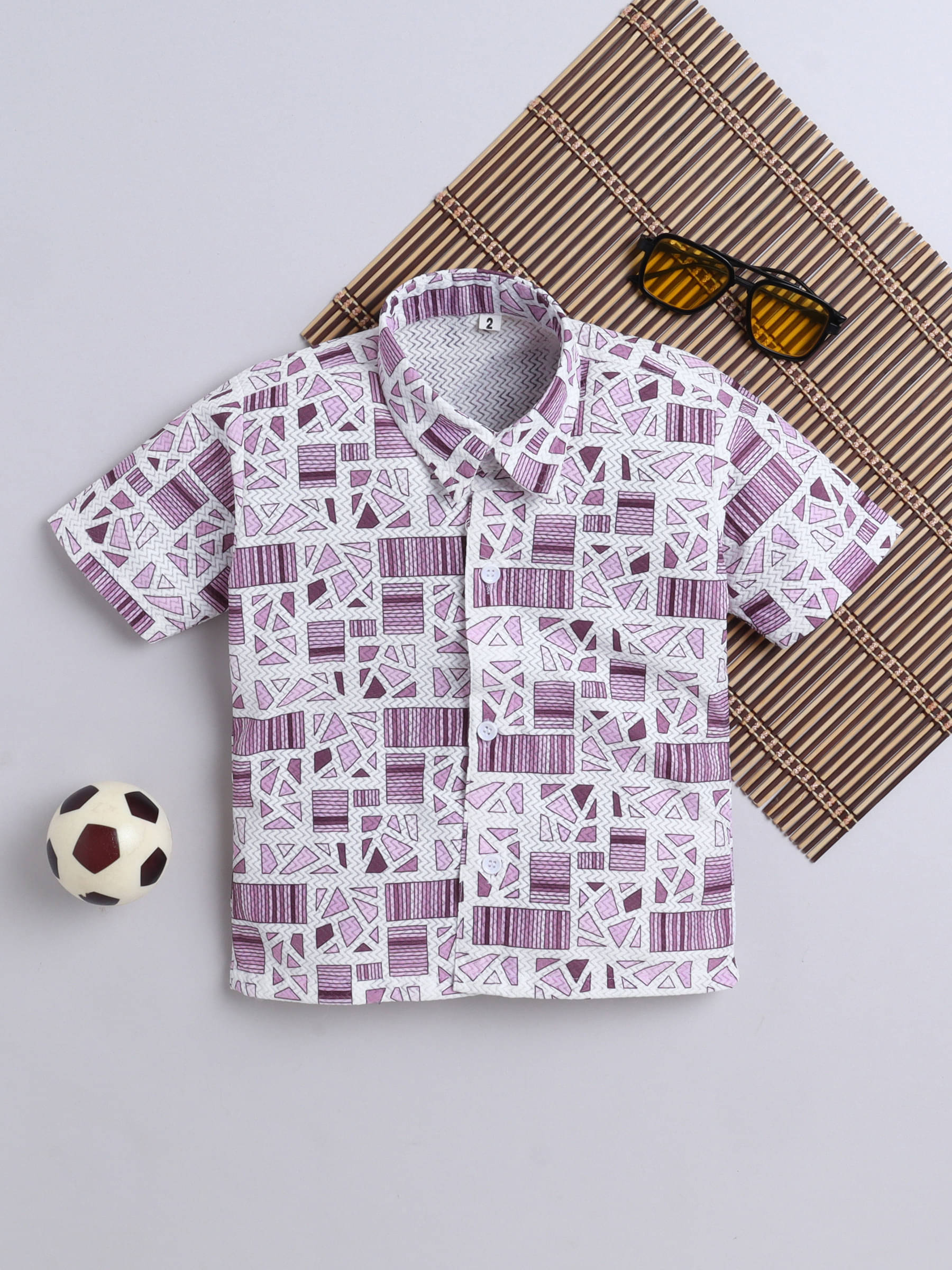 Fourfolds Pack of 1 Boys Cotton Blend Half Sleeves Shirt ( Purple ) Fourfolds Pack of 1 Boys Cotton Blend Half Sleeves Shirt ( Purple )