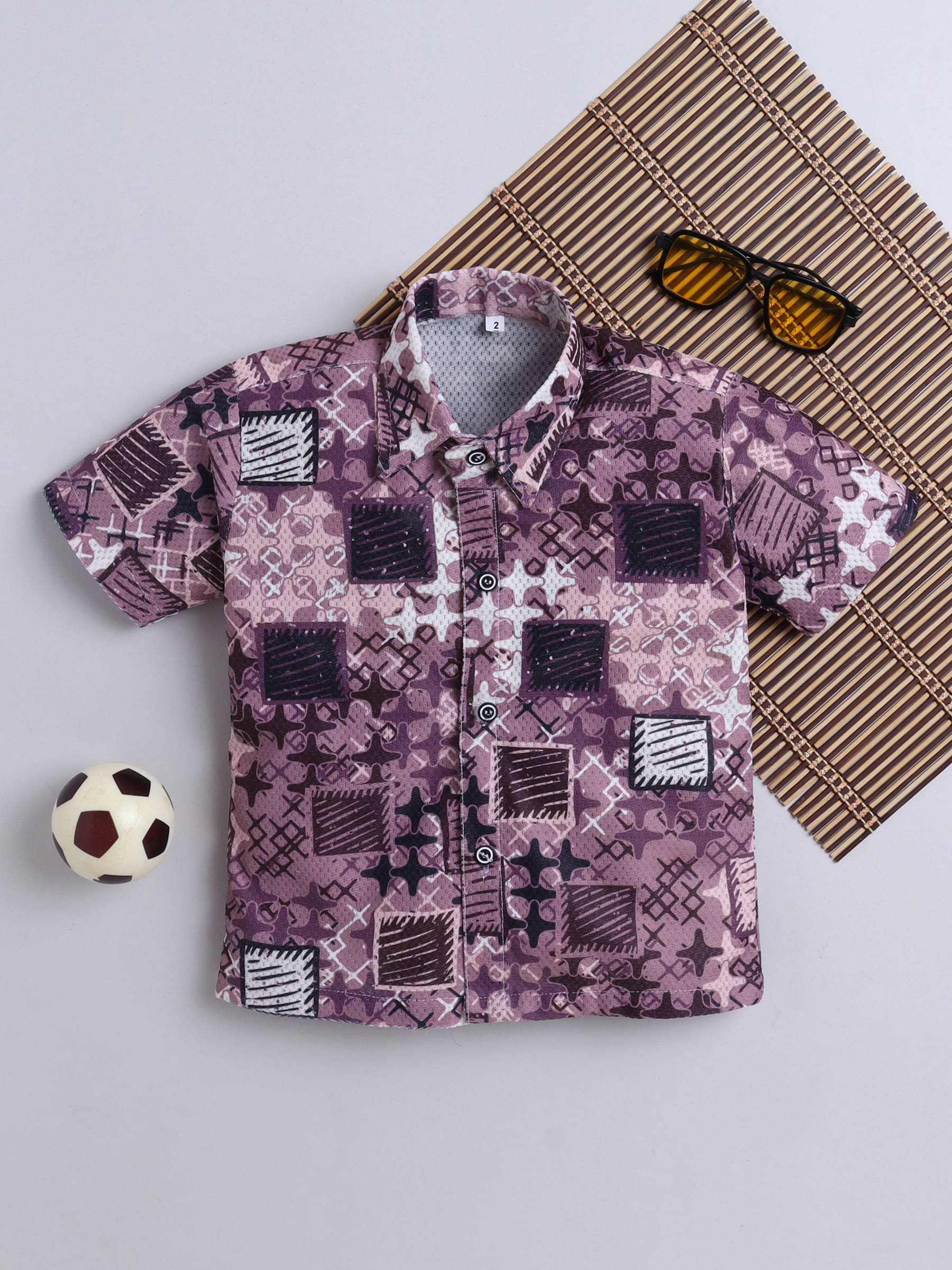 Fourfolds Pack of 1 Boys Cotton Blend Half Sleeves Shirt ( Mauve ) Fourfolds Pack of 1 Boys Cotton Blend Half Sleeves Shirt ( Mauve )