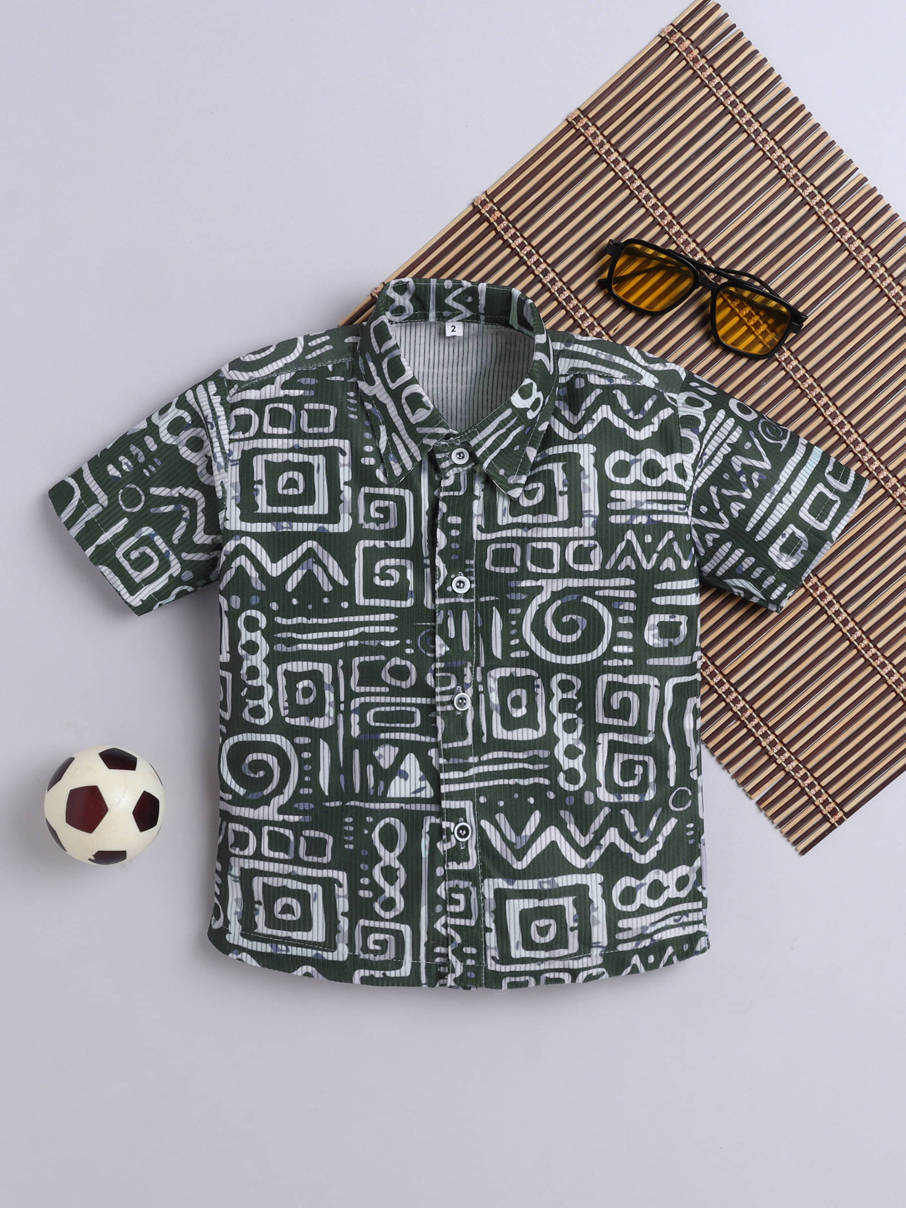 Fourfolds Pack of 1 Boys Cotton Blend Half Sleeves Shirt ( Green ) Fourfolds Pack of 1 Boys Cotton Blend Half Sleeves Shirt ( Green )