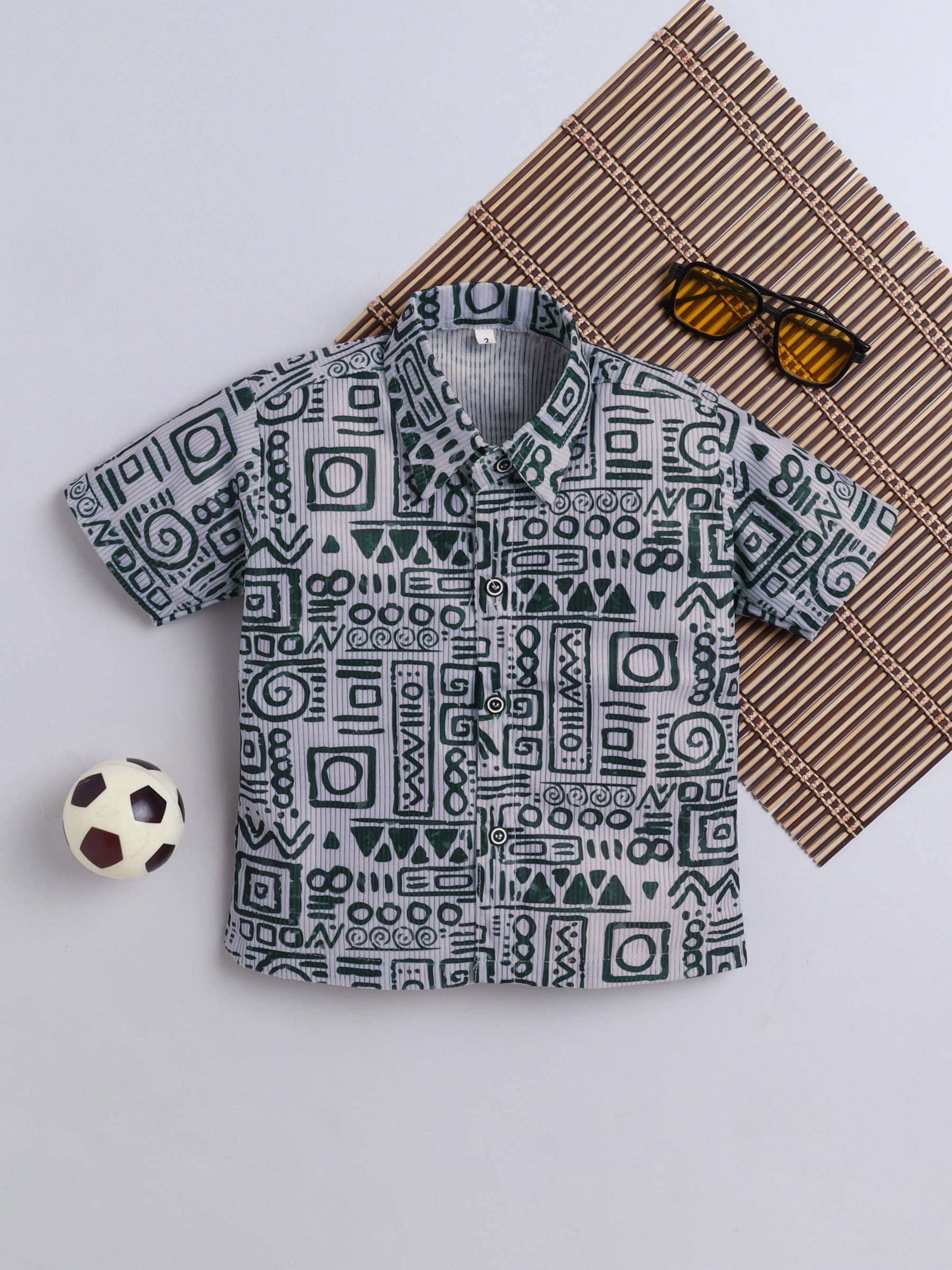     			Fourfolds Pack of 1 Boys Cotton Blend Half Sleeves Shirt ( Grey )