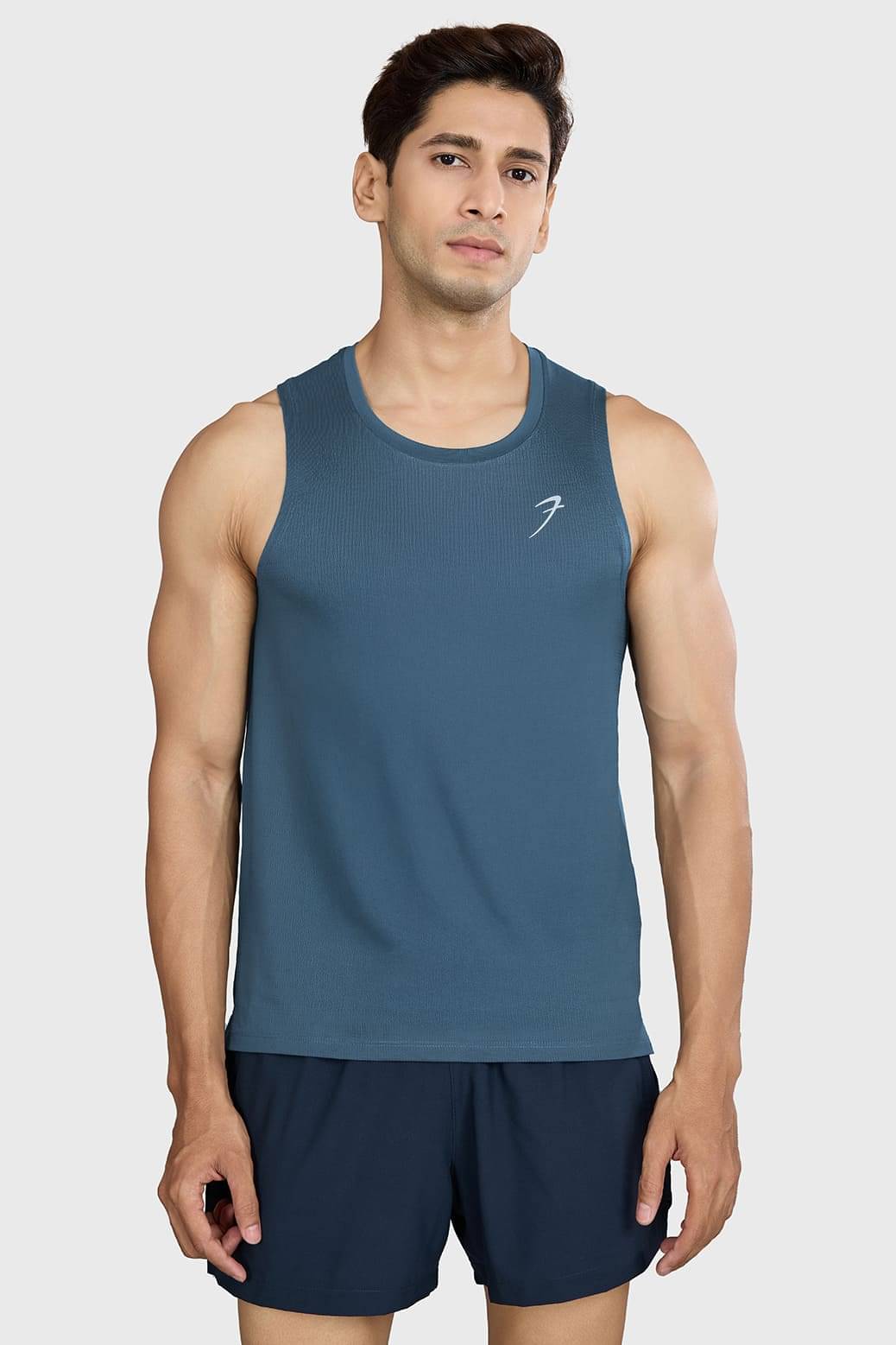     			Fuaark Light Blue Polyester Regular Fit Men's Tanks ( Pack of 1 )