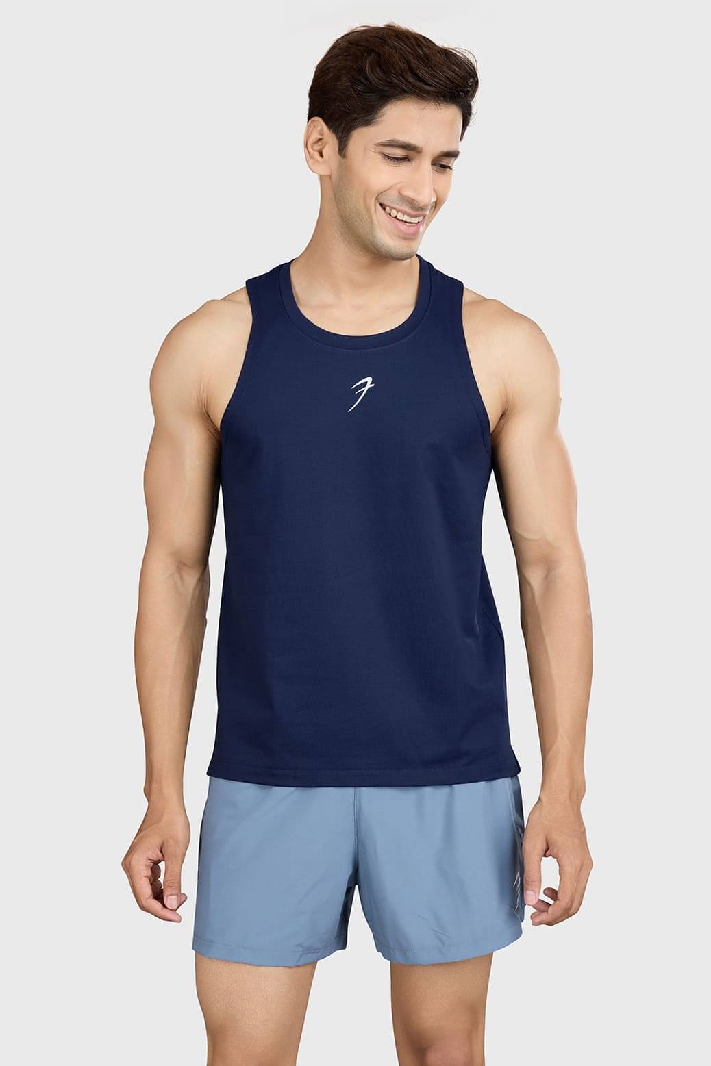     			Fuaark Navy Polyester Regular Fit Men's Tanks ( Pack of 1 )