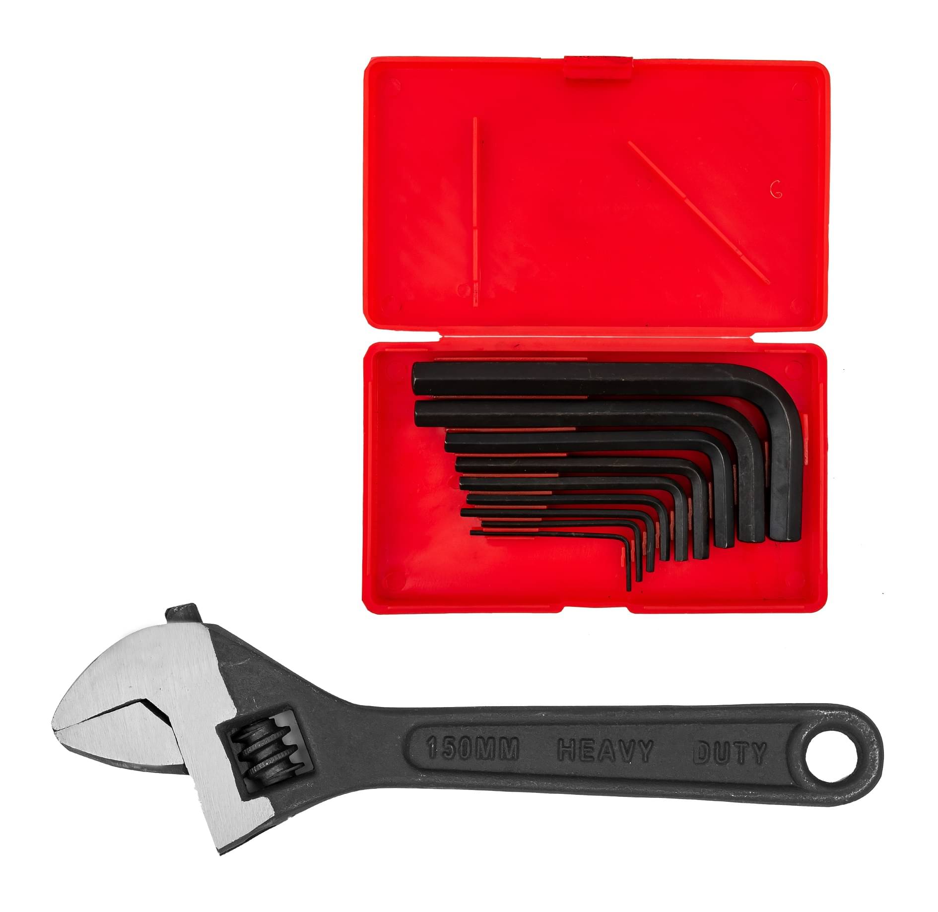     			GLOBUS 134-Adjustable Wrench,black (6"/150mm) And ALLEN KEY SET/9.(1.5mm-10mm) in Box in Power & Hand Tool Kit (2 Tools)
