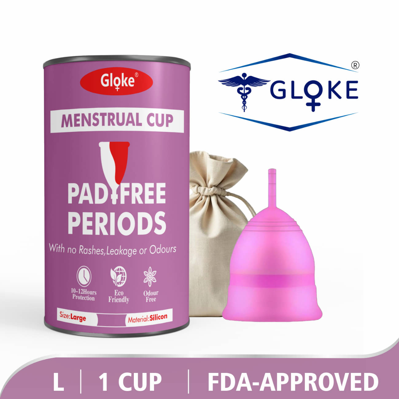 Gloke Silicone Reusable Menstrual Cup Large ( Pack of 1 ) Gloke Silicone Reusable Menstrual Cup Large ( Pack of 1 )