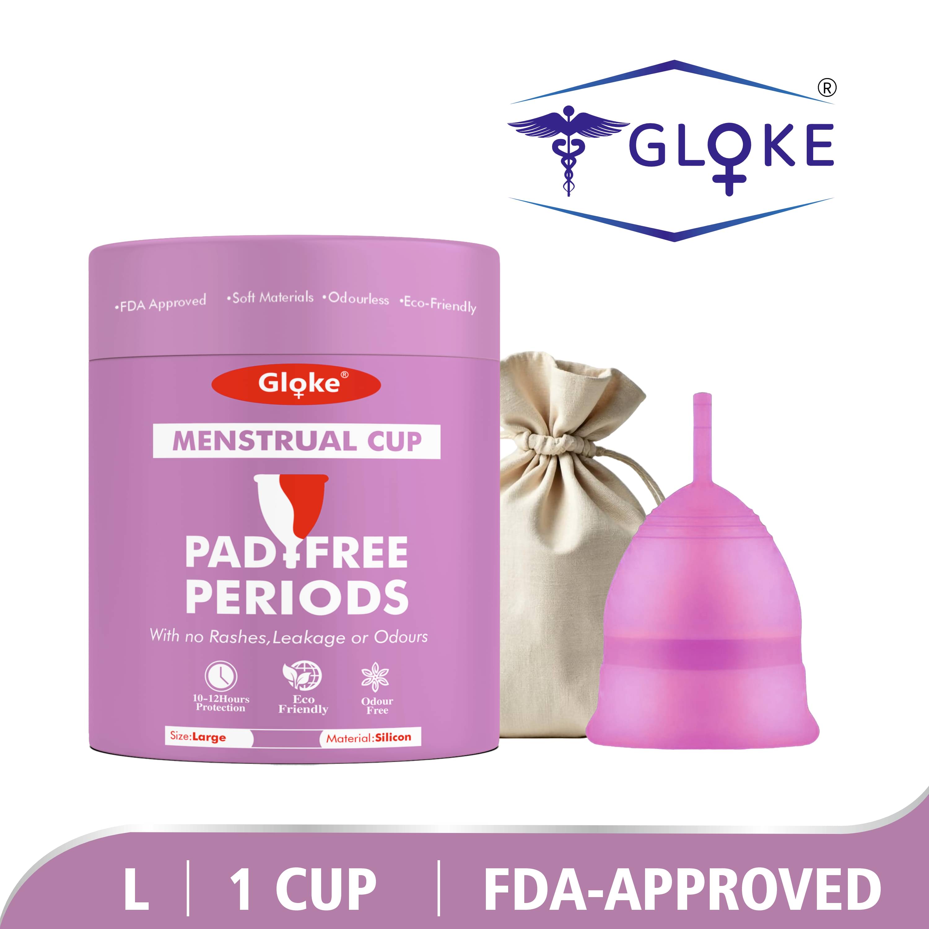     			Gloke Silicone Reusable Menstrual Cup Large ( Pack of 1 )