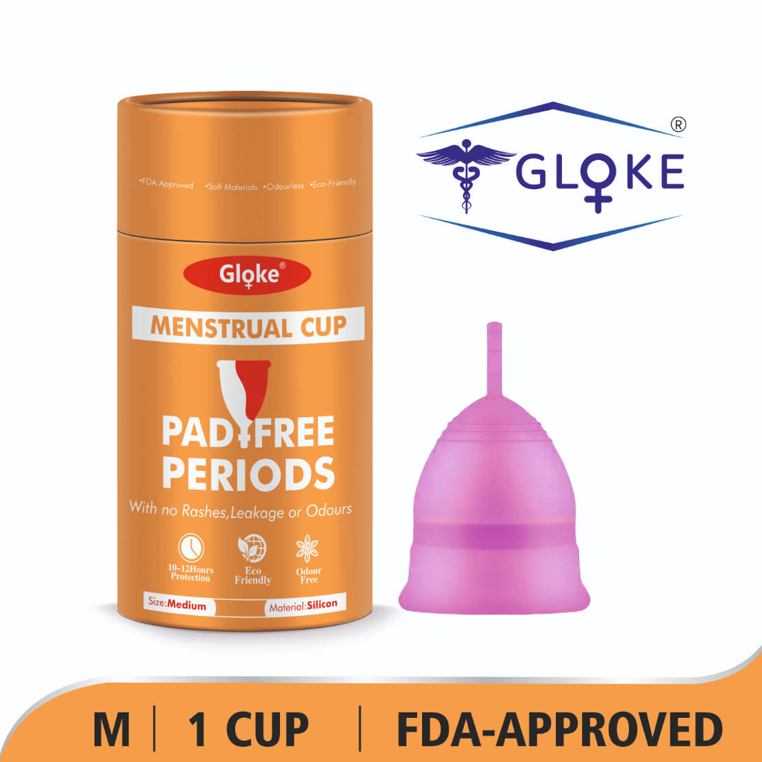     			Gloke Silicone Reusable Menstrual Cup Medium ( Pack of 1 )
