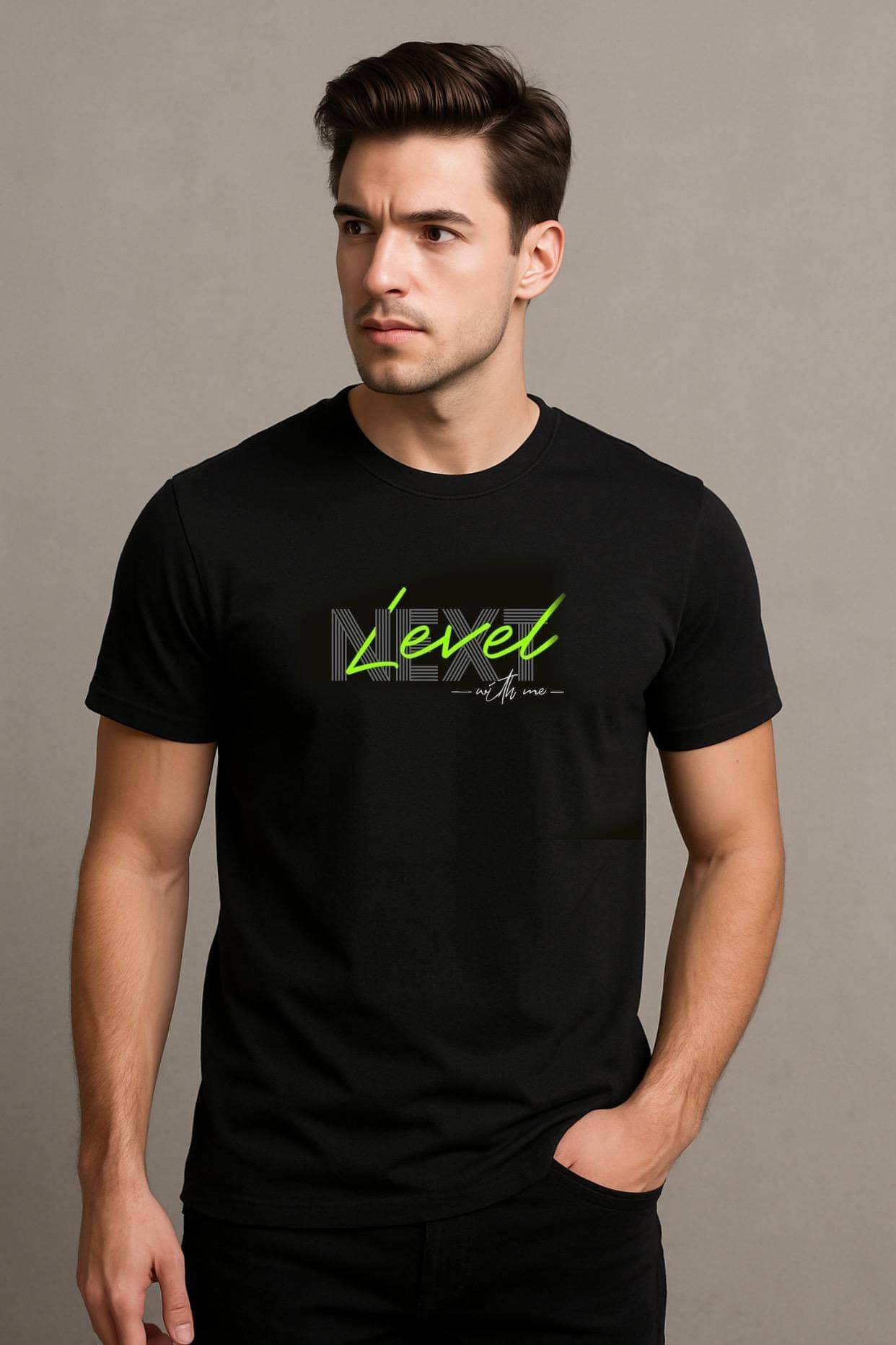     			KA Men 100% Cotton Regular Fit Printed T-Shirt ( Black )