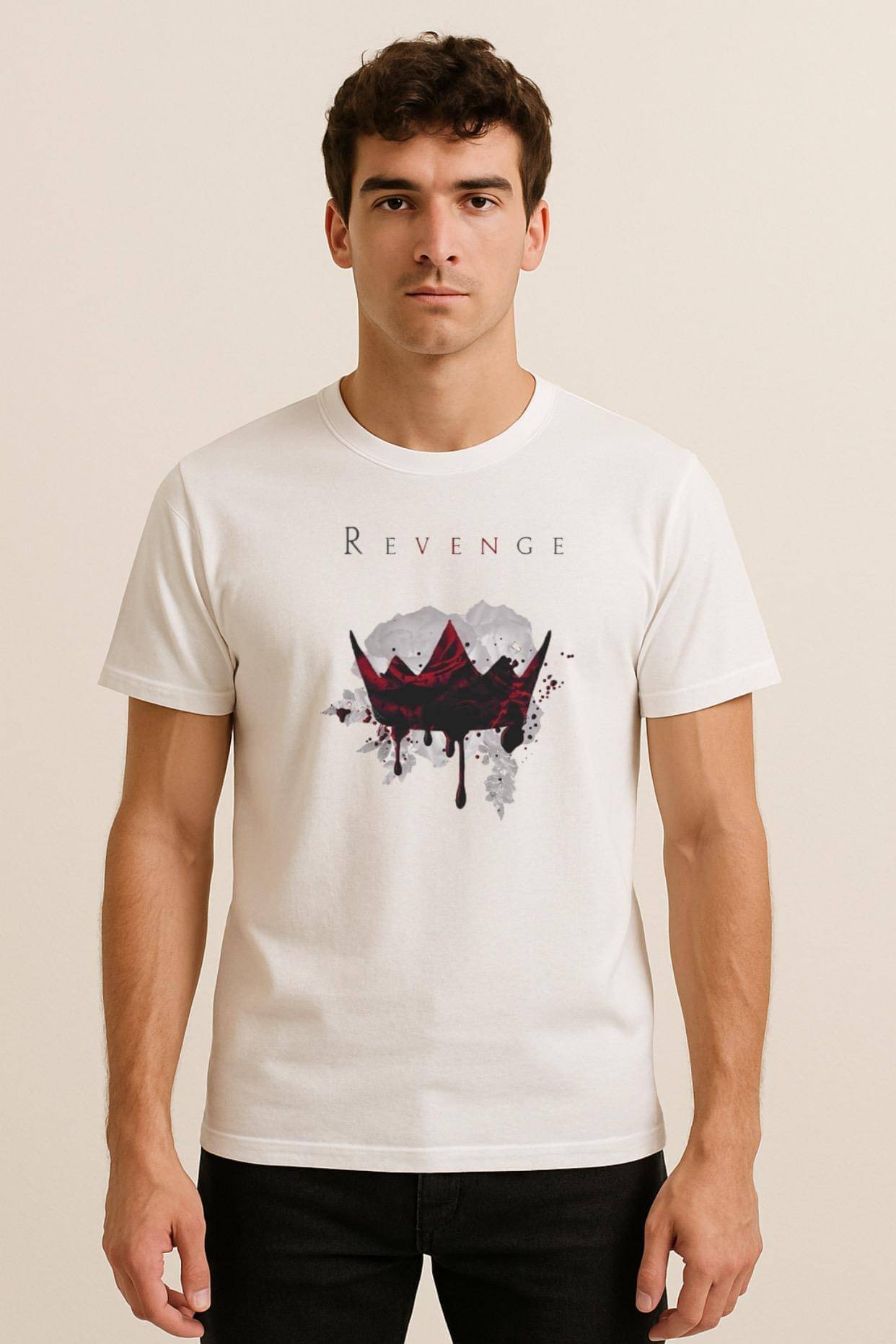     			KA Men 100% Cotton Regular Fit Printed T-Shirt ( White )