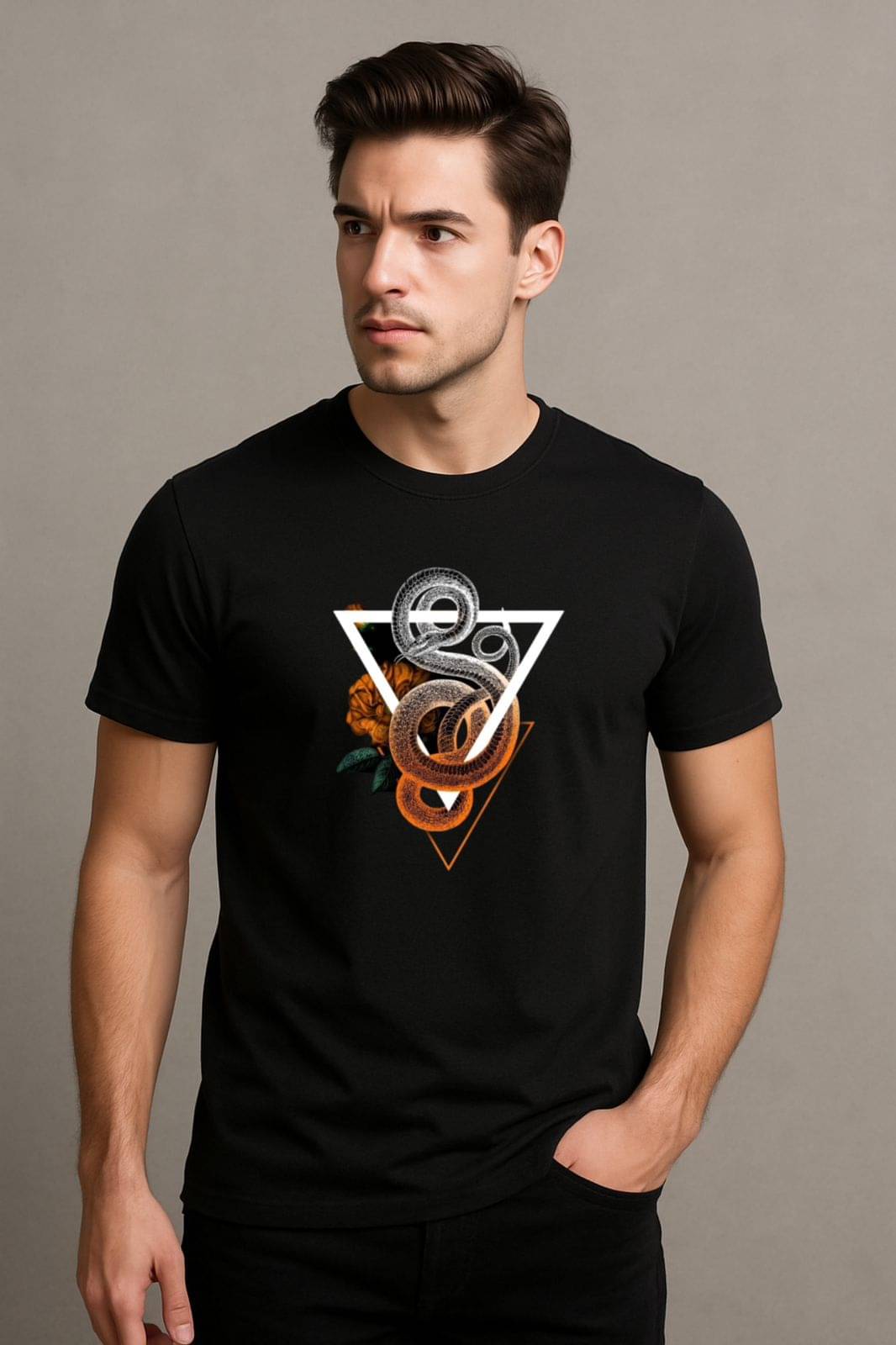 KA Men 100% Cotton Regular Fit Printed T-Shirt ( Black ) KA Men 100% Cotton Regular Fit Printed T-Shirt ( Black )