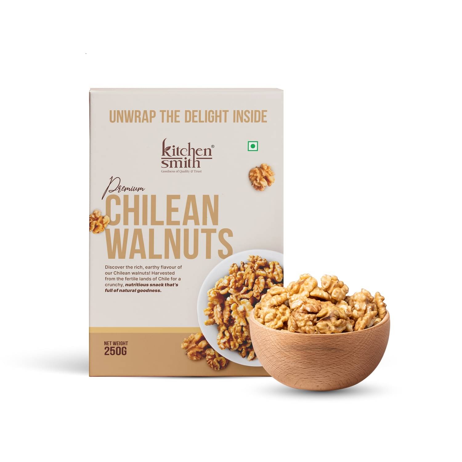     			KITCHENSMITH Chilean Walnuts Crunchy & Delicious Antioxidant-Rich Snack 250gm (Pack of 1)