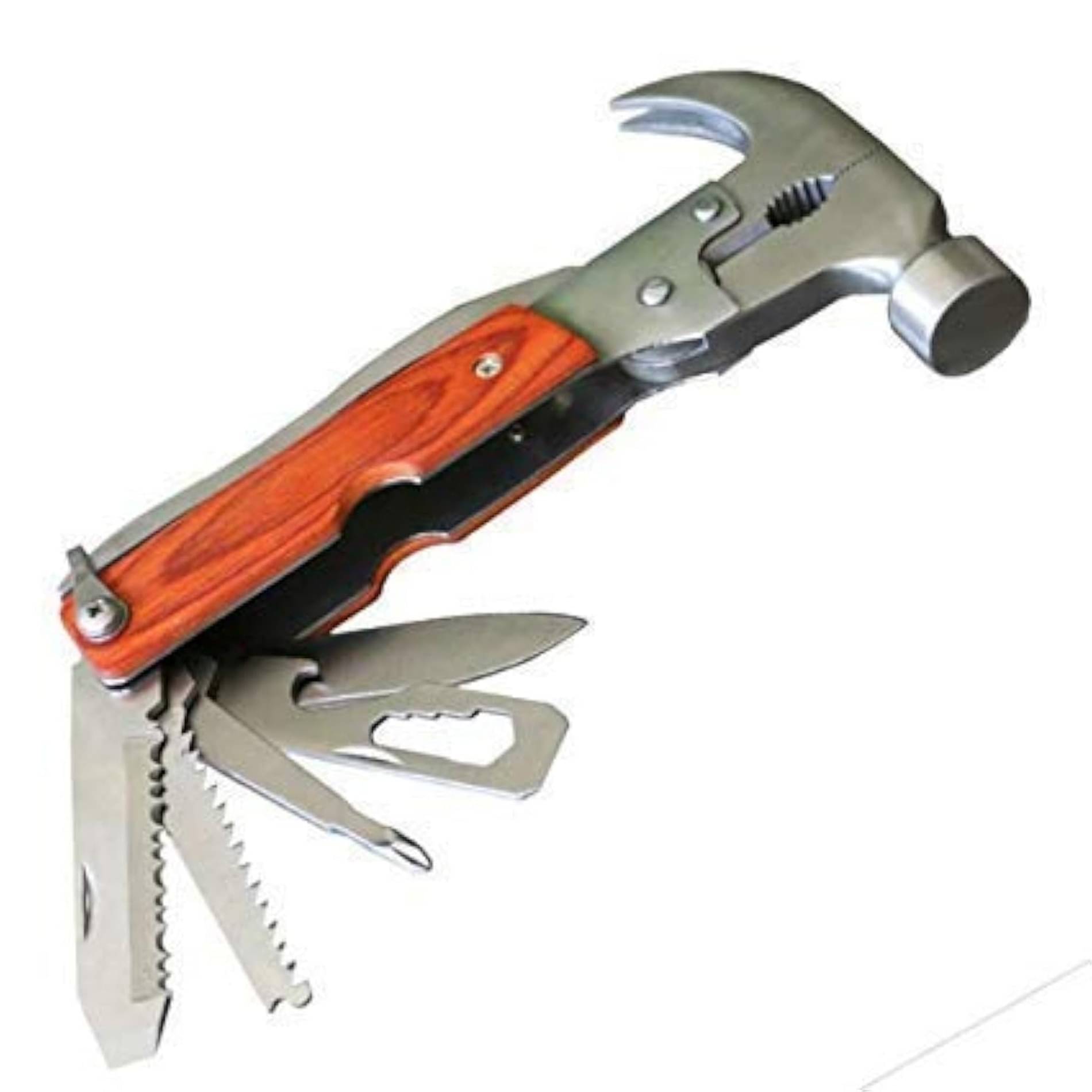 Kadio 14in1 Multi Functional Multitool Stainless Steel and Wooden Claw Hammer Pack of 1 Kadio 14in1 Multi Functional Multitool Stainless Steel and Wooden Claw Hammer Pack of 1