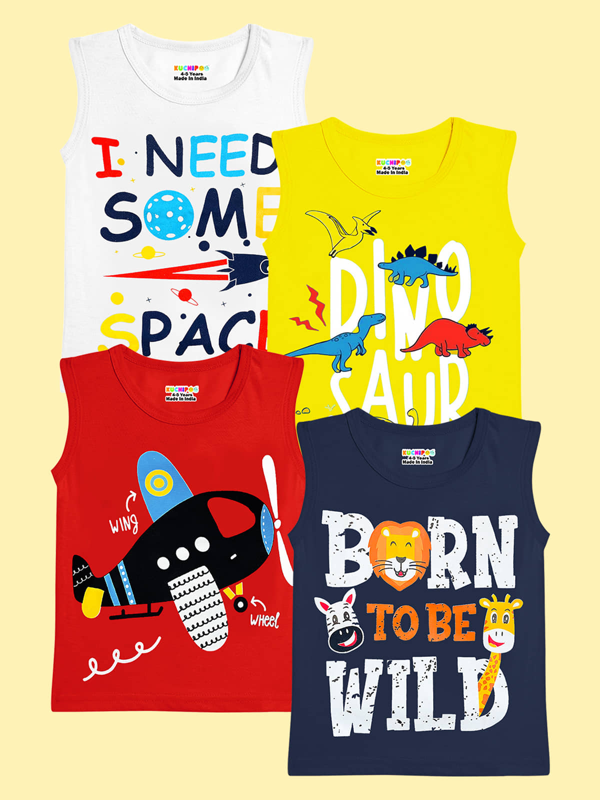 Kuchipoo Pack of 4 Boys Cotton Blend T-Shirt ( Multicolor 8 )