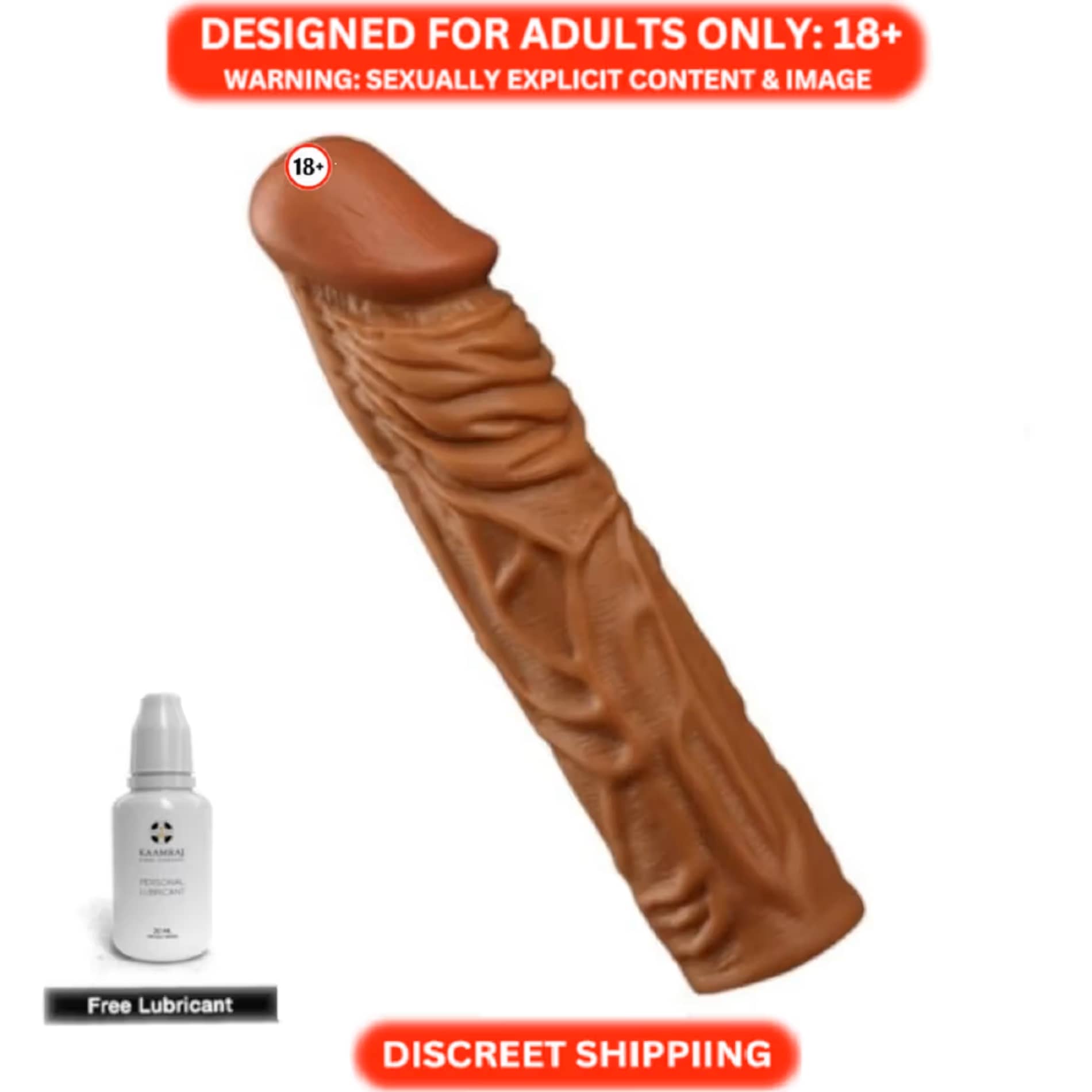 Pink Head 8 Inch Brown Penis Cover With 2 Inch Size Extension Penis Sleeve And Cover BY- CRAZYNYT