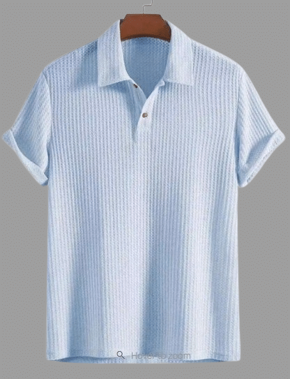     			RAGSHI Men Cotton Blend Relaxed Fit Popcorn Textured Polo T Shirt ( Sky Blue )