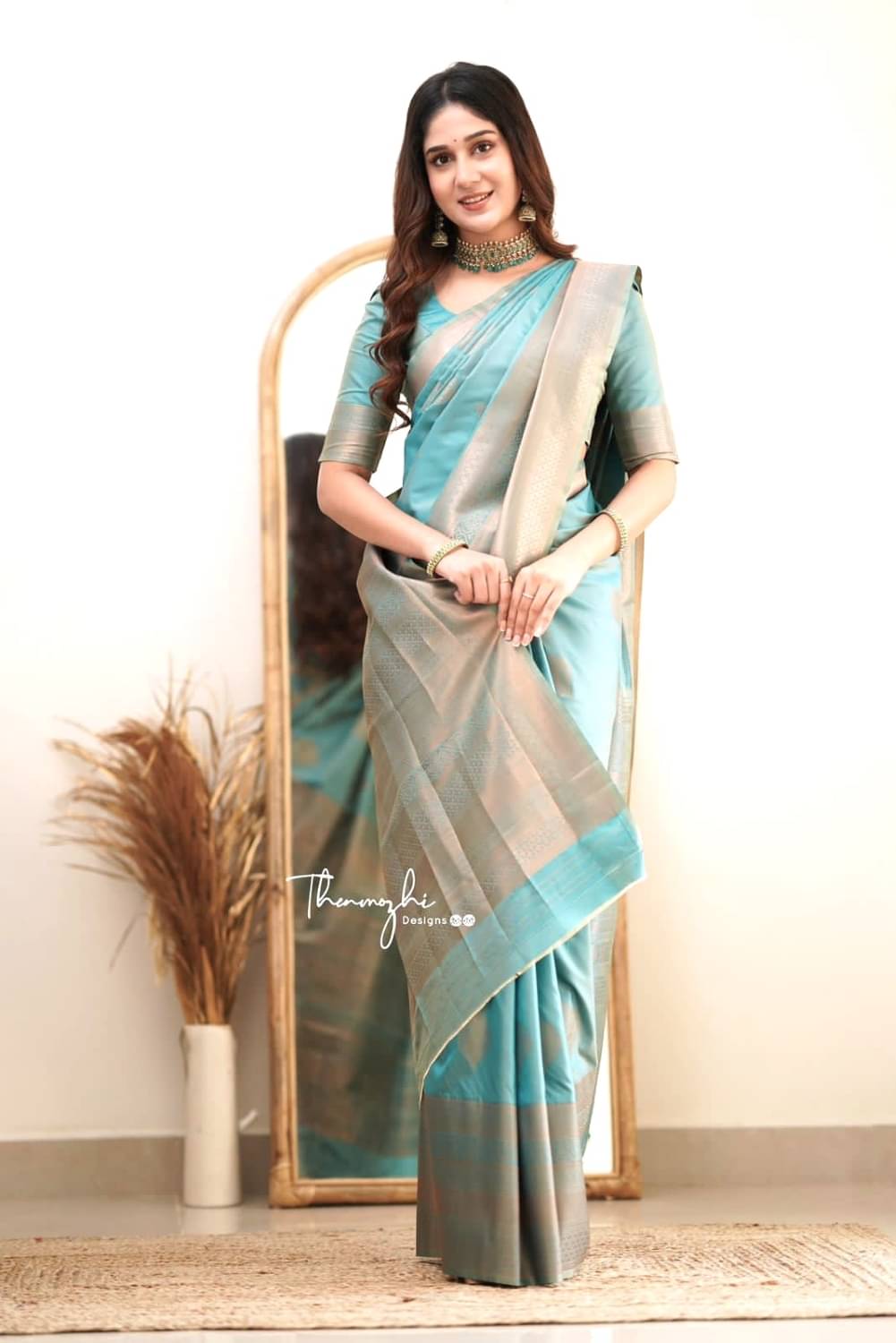 Rv fashion Cotton Silk Printed Banarasi saree With Unstitched Blouse Piece ( Rama ) Rv fashion Cotton Silk Printed Banarasi saree With Unstitched Blouse Piece ( Rama )