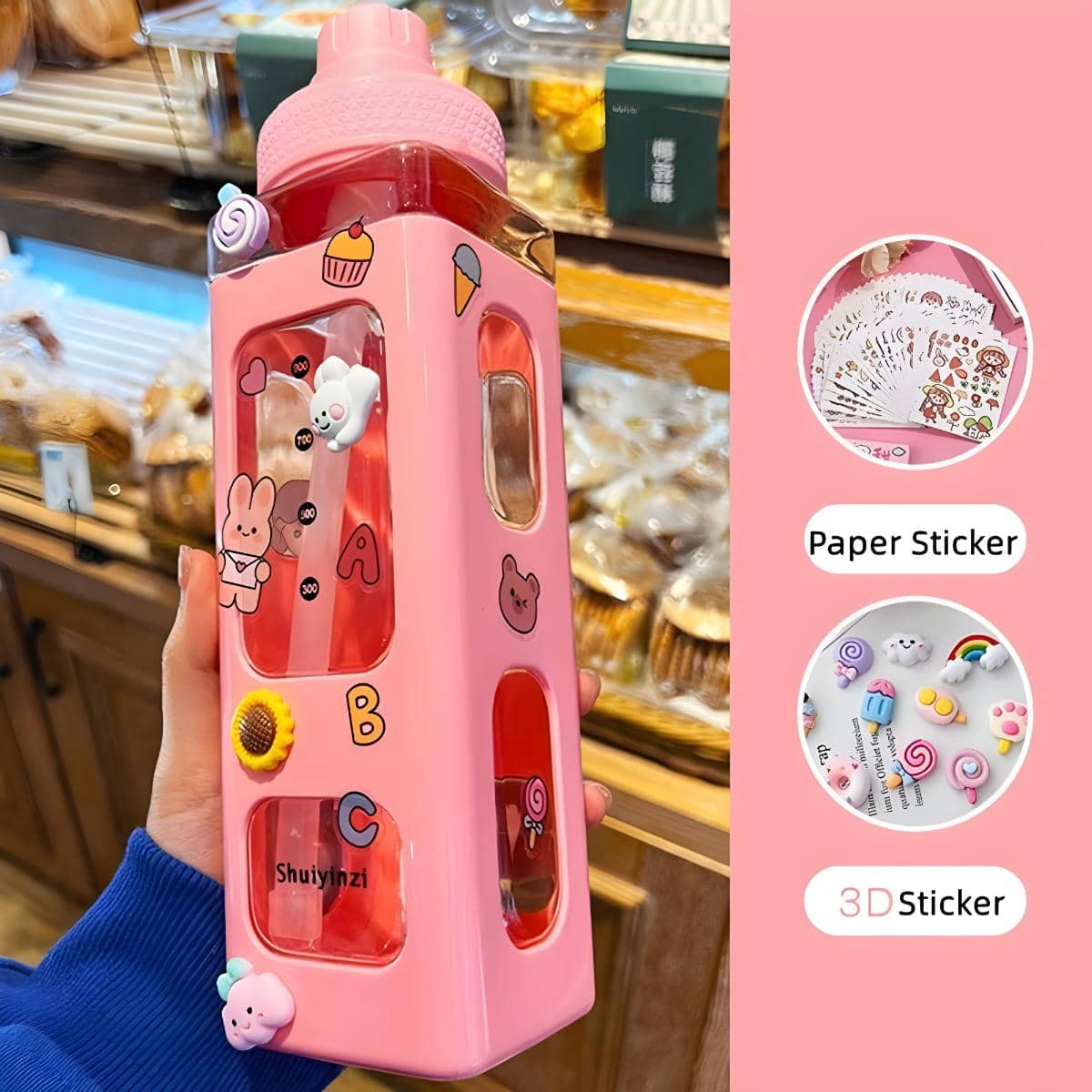 SARVASHVA TRENDS Cartoon water bottle for kids, kawaii water bottle Multicolour Plastic School Water Bottle 700 mL ( Set of 1 )